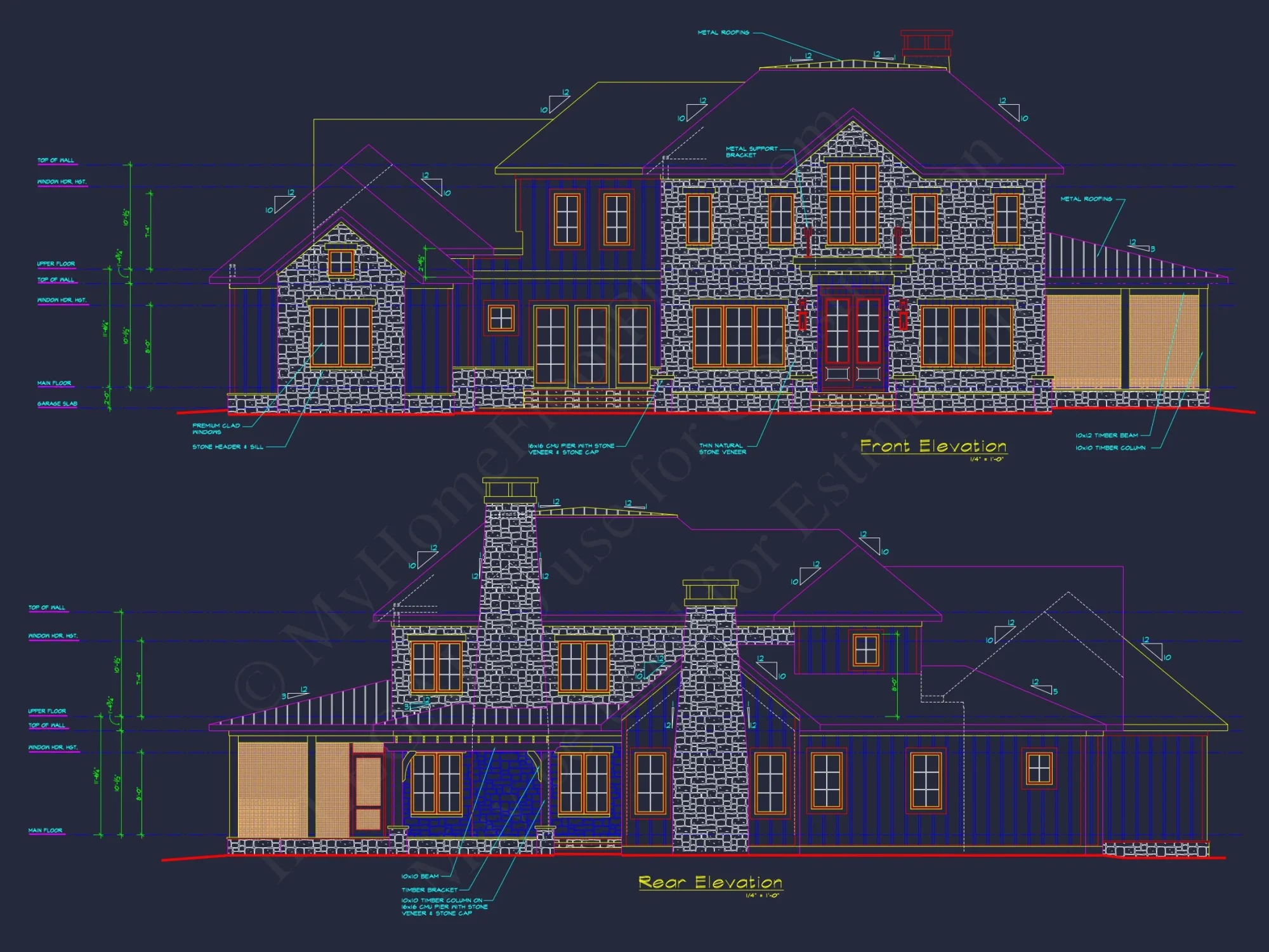 Elegant house Plan: Detailed Blueprint with CAD Architecture Designs