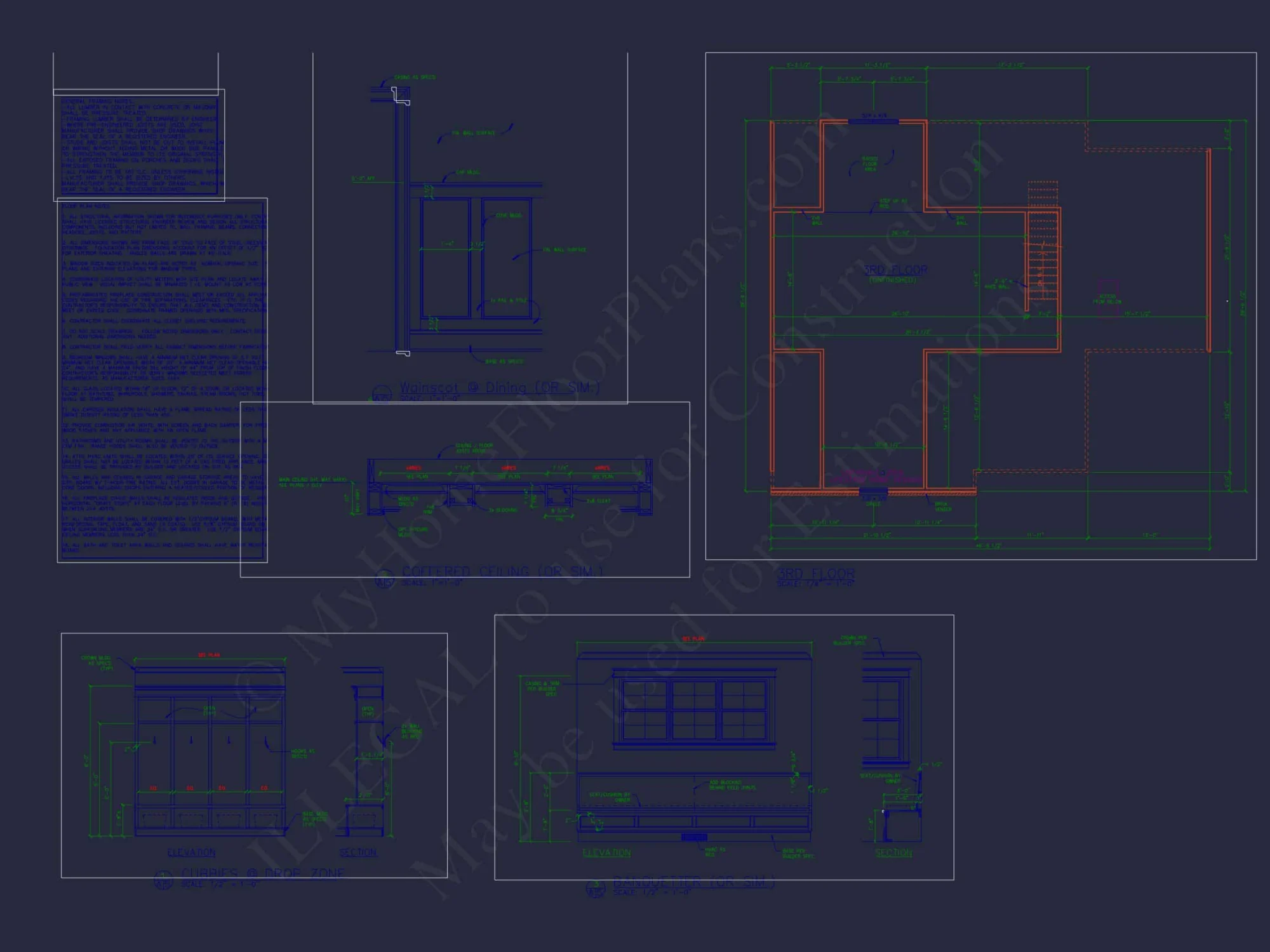 Architectural house Blueprint with CAD Designs & Floor Plans