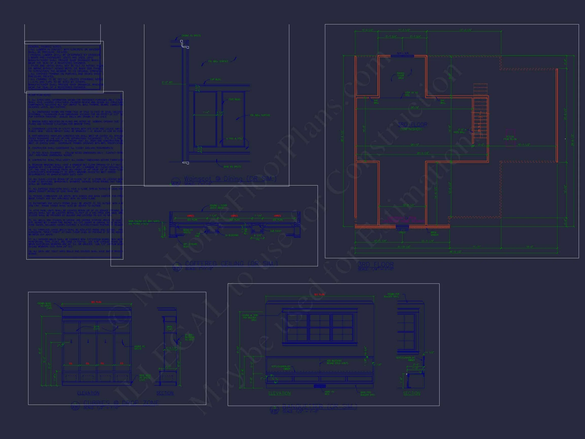 Architectural house Blueprint with CAD Designs & Floor Plans