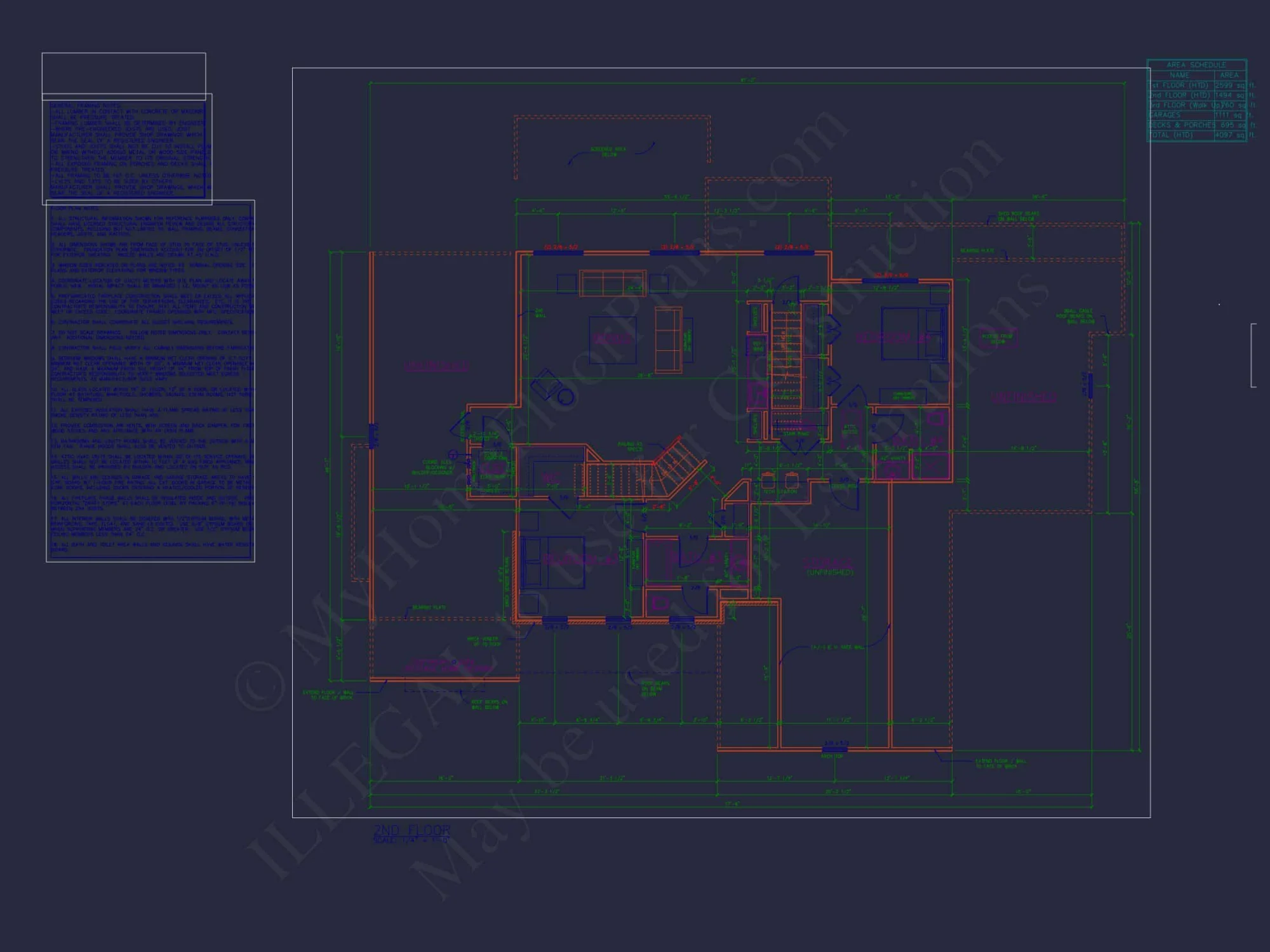 Architectural house Blueprint with CAD Designs & Floor Plans