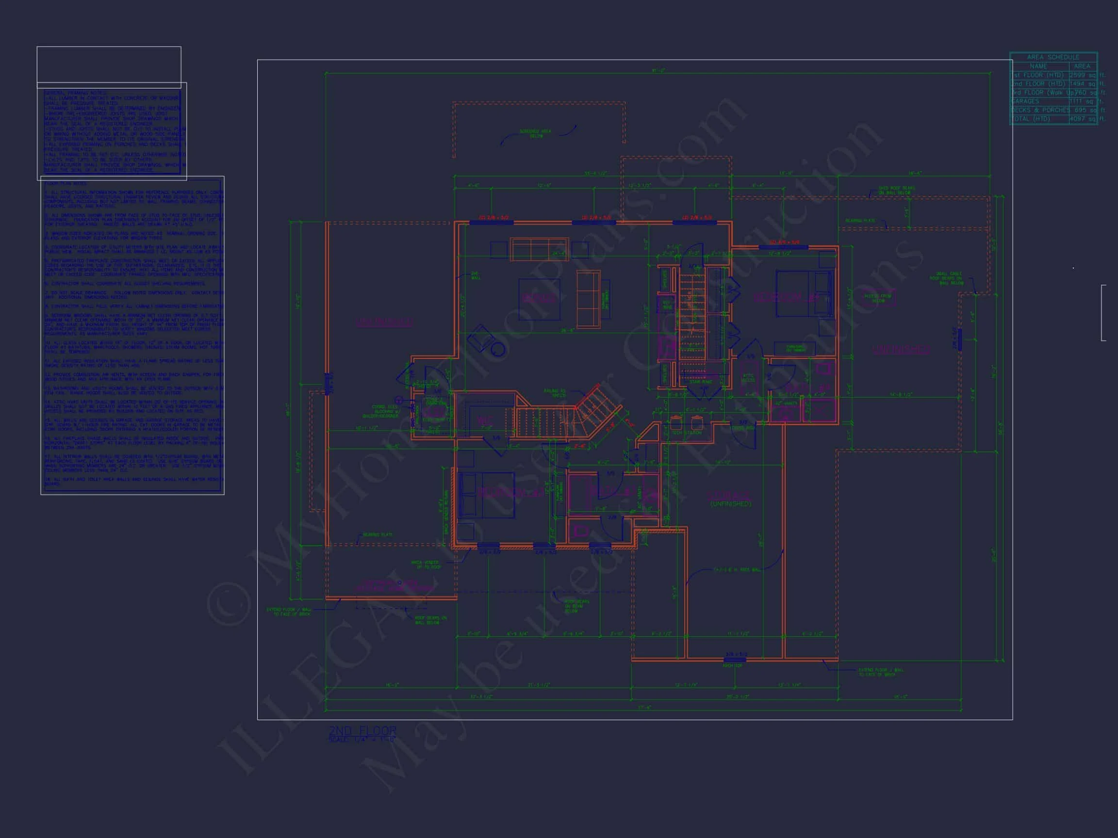 Architectural house Blueprint with CAD Designs & Floor Plans
