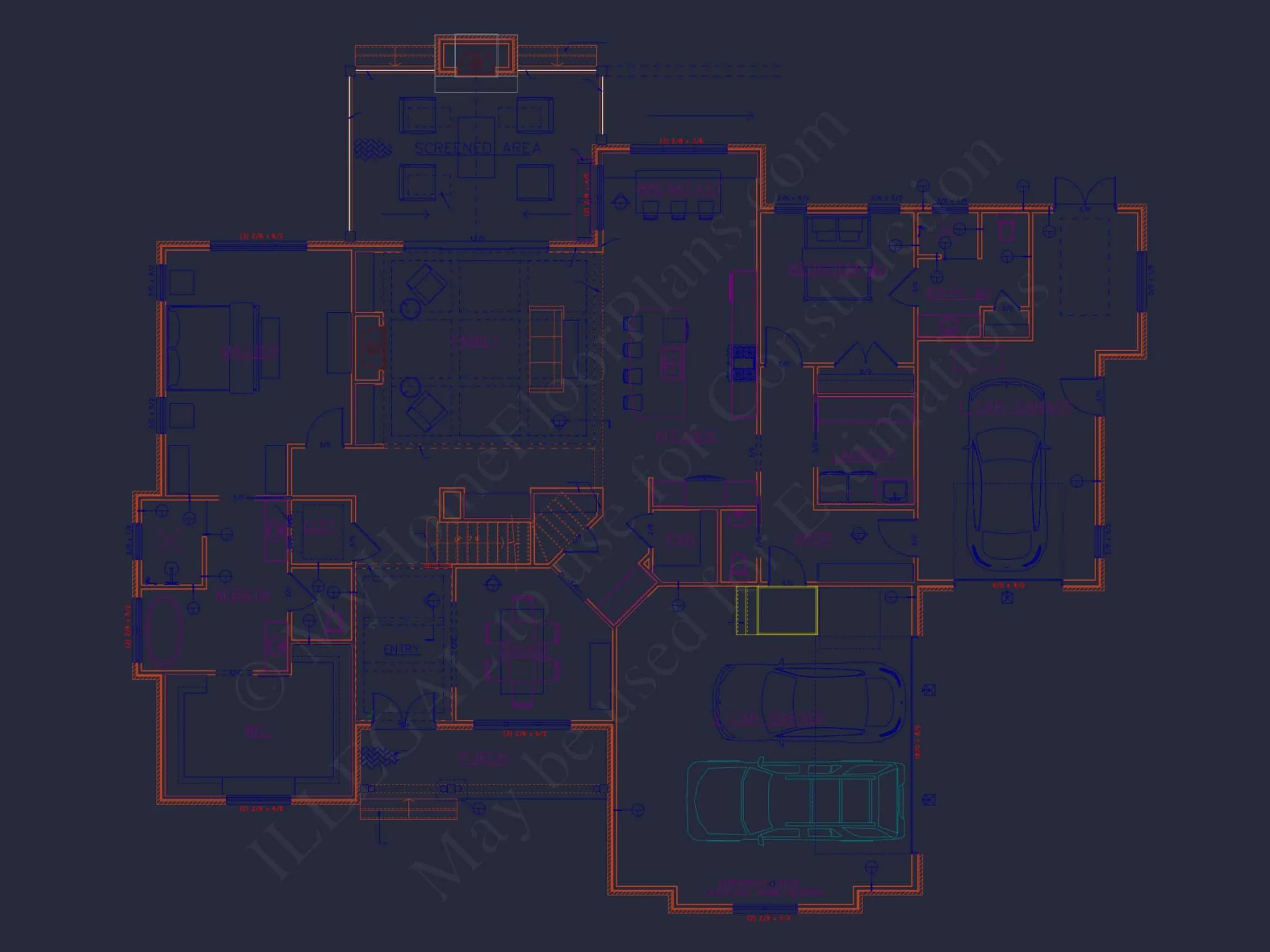 Architectural house Blueprint with CAD Designs & Floor Plans