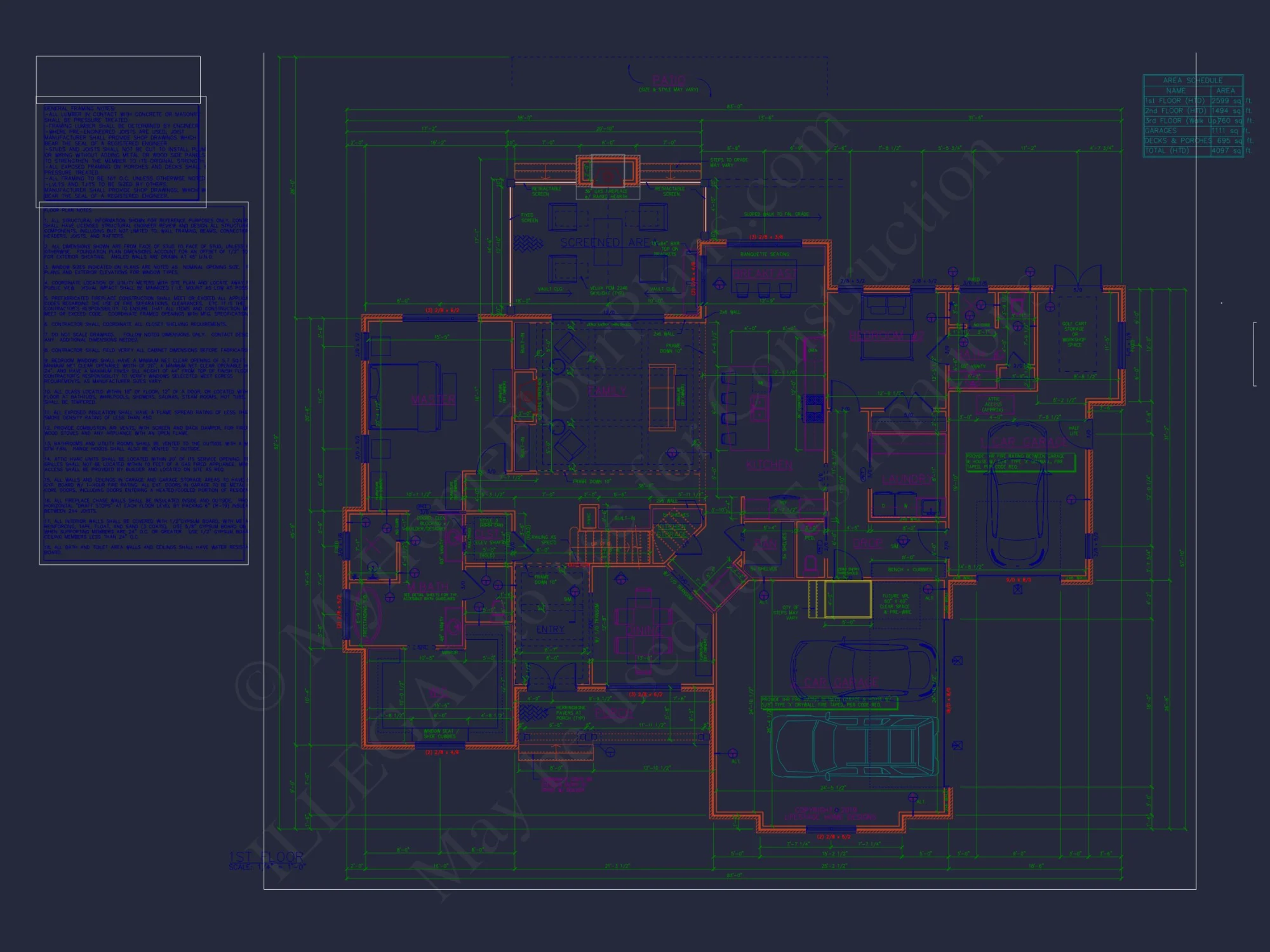 Architectural house Blueprint with CAD Designs & Floor Plans