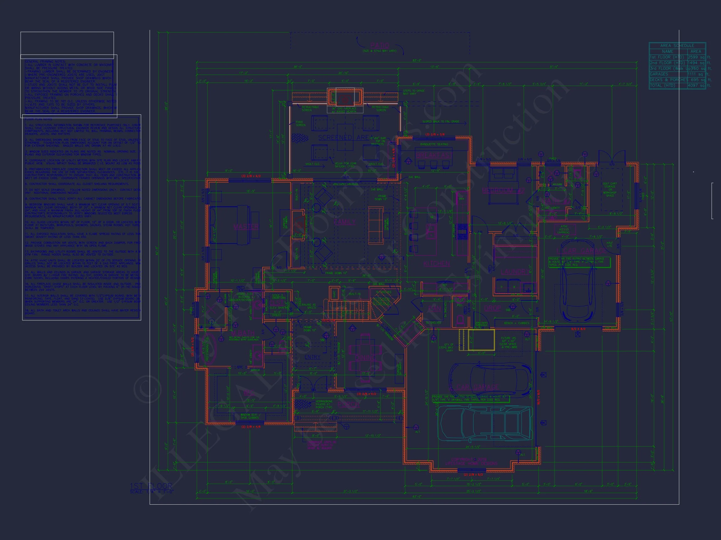 Architectural house Blueprint with CAD Designs & Floor Plans