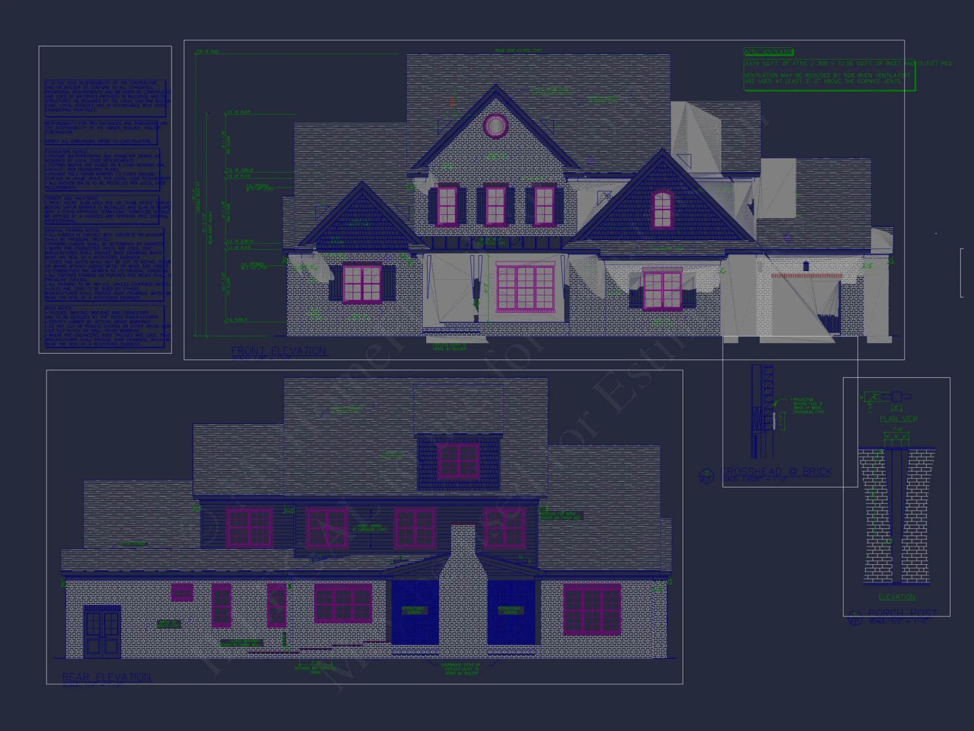 Architectural house Blueprint with CAD Designs & Floor Plans