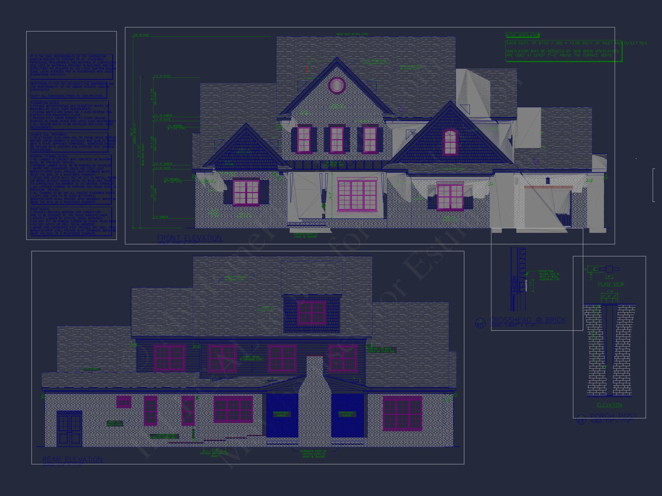 Architectural house Blueprint with CAD Designs & Floor Plans