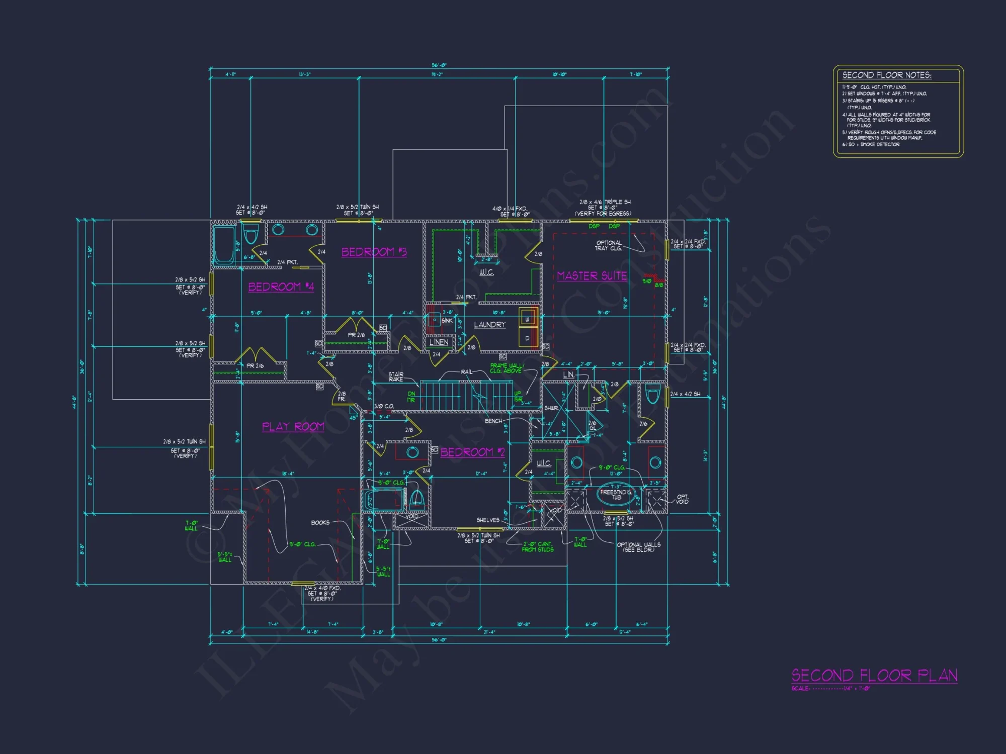 Beautiful 2.5-Story house Plan with 5 Bedrooms and Detailed CAD Designs