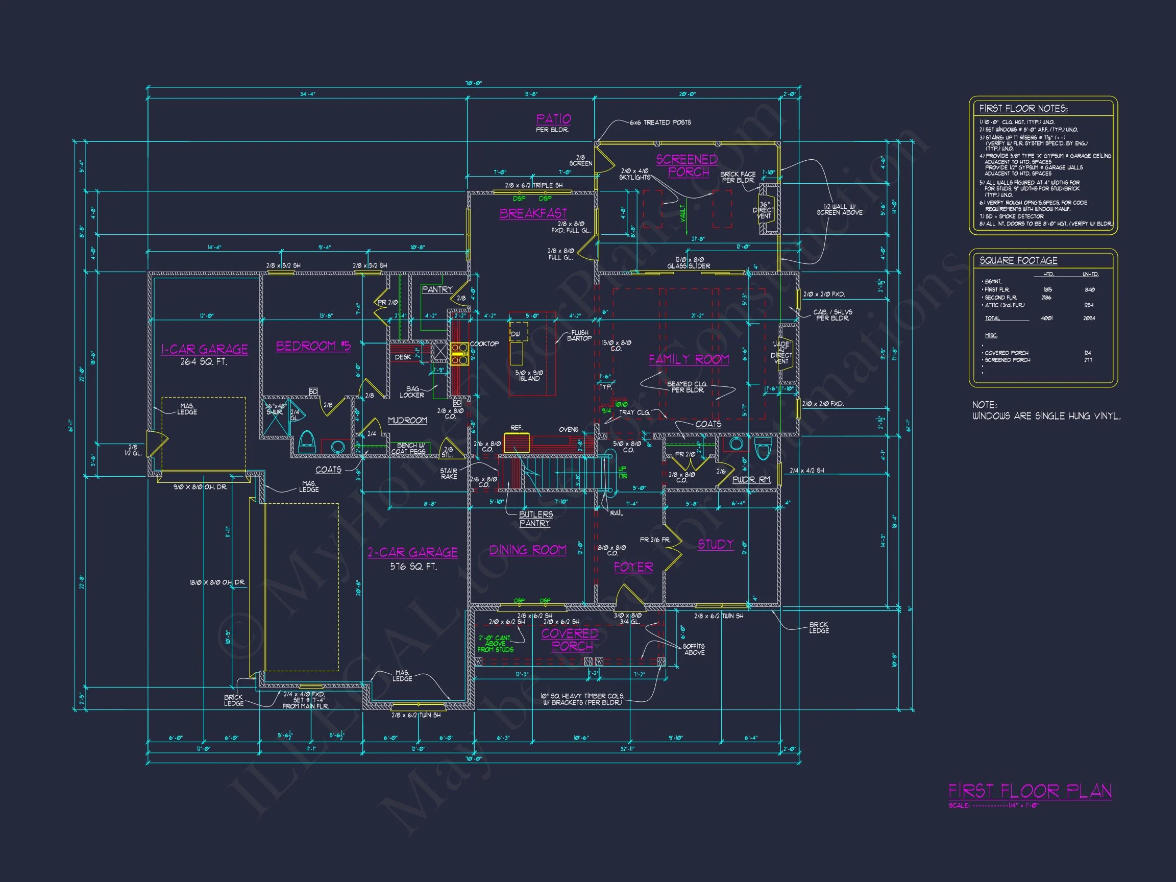 Beautiful 2.5-Story house Plan with 5 Bedrooms and Detailed CAD Designs