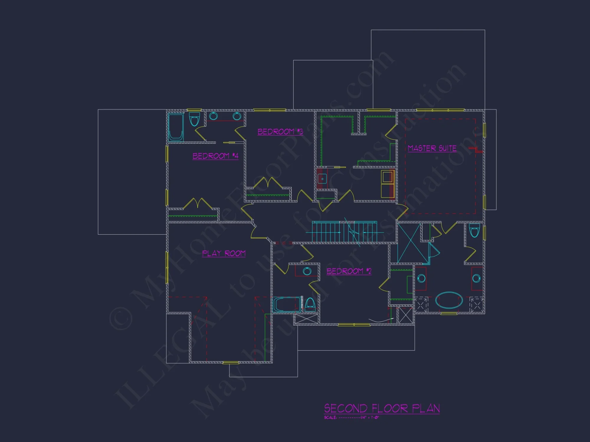 Beautiful 2.5-Story house Plan with 5 Bedrooms and Detailed CAD Designs