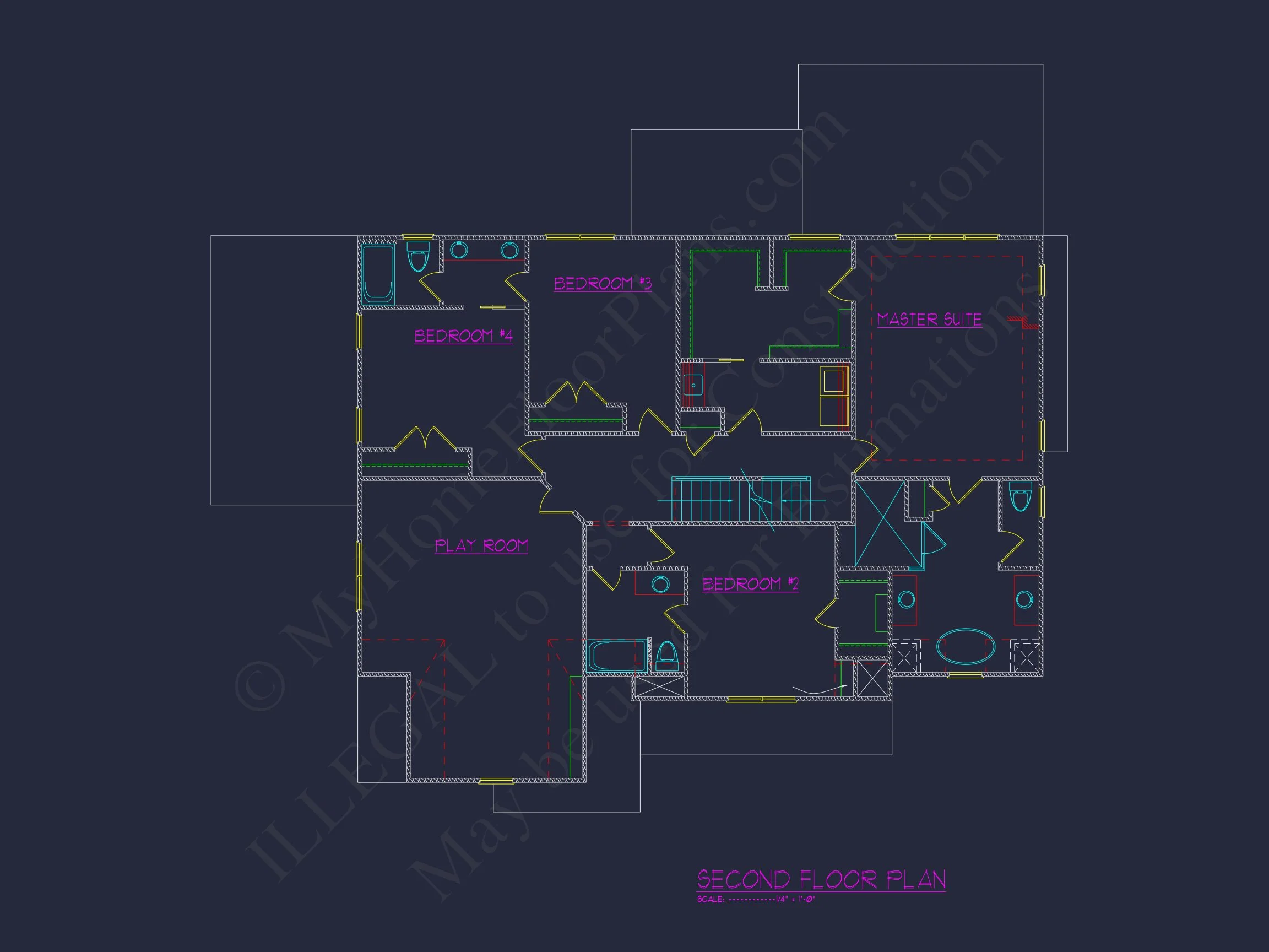 Beautiful 2.5-Story house Plan with 5 Bedrooms and Detailed CAD Designs