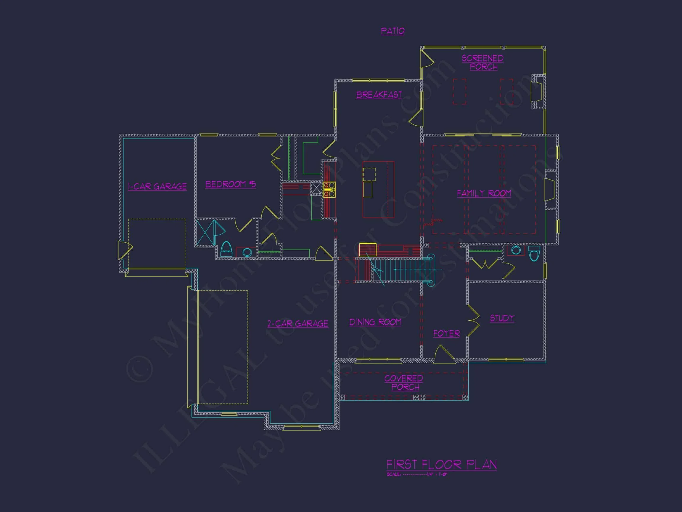 Beautiful 2.5-Story house Plan with 5 Bedrooms and Detailed CAD Designs