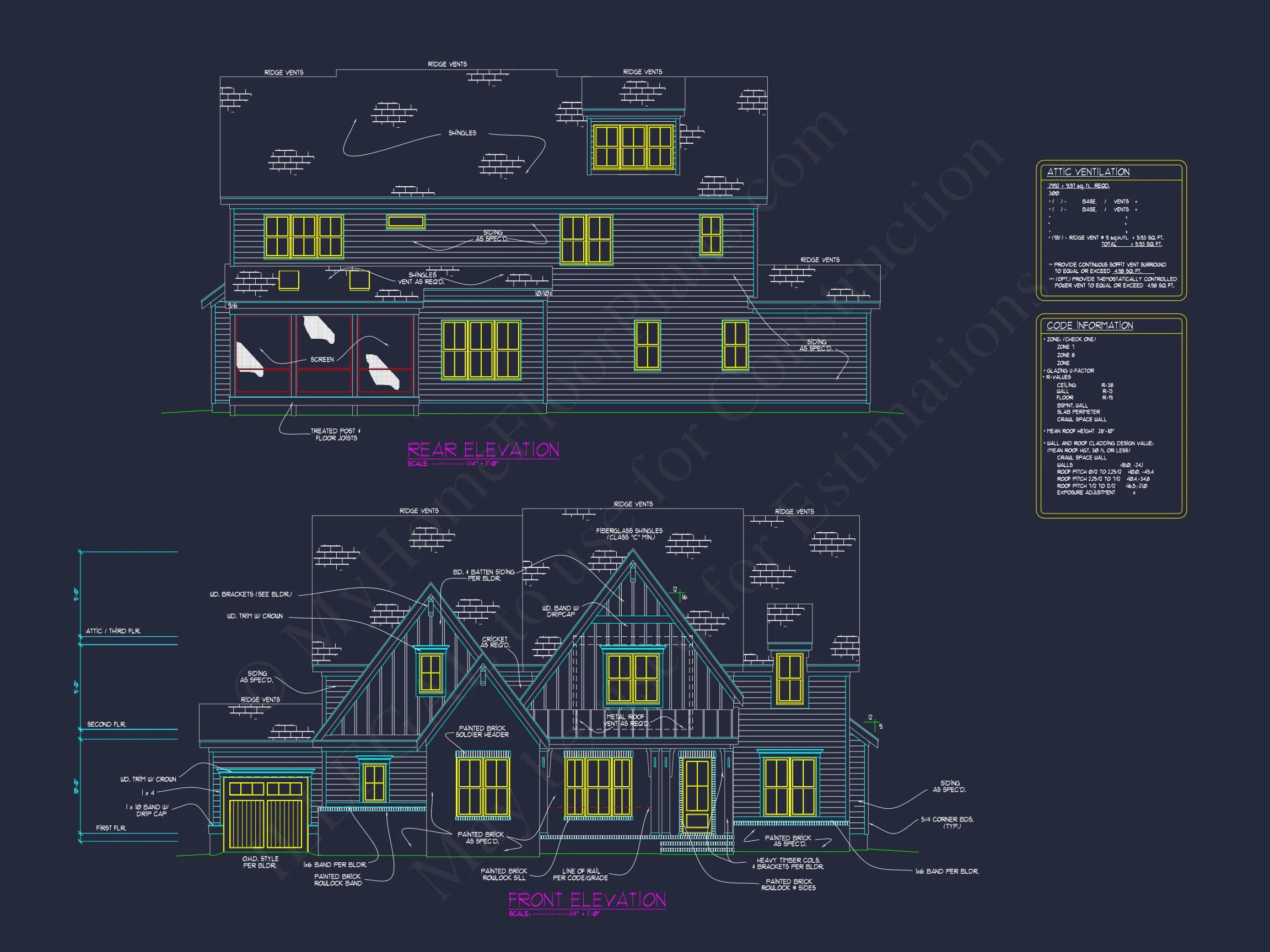Beautiful 2.5-Story house Plan with 5 Bedrooms and Detailed CAD Designs