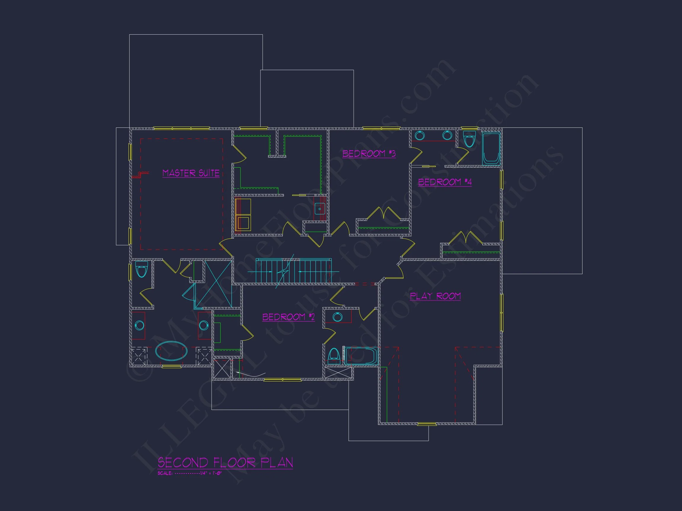 Spacious Traditional house Plan with 3 Floors and CAD Blueprint