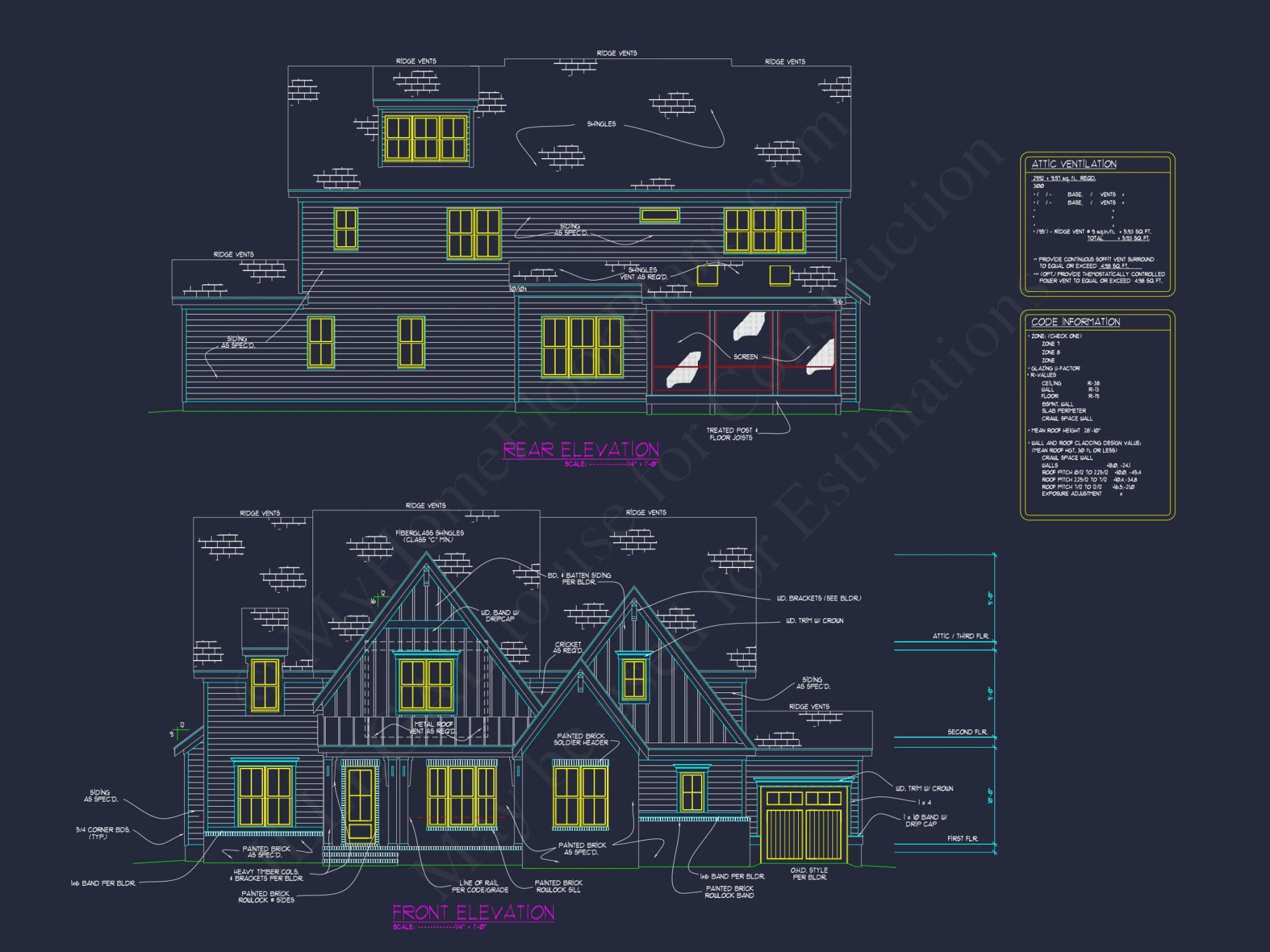Spacious Traditional house Plan with 3 Floors and CAD Blueprint