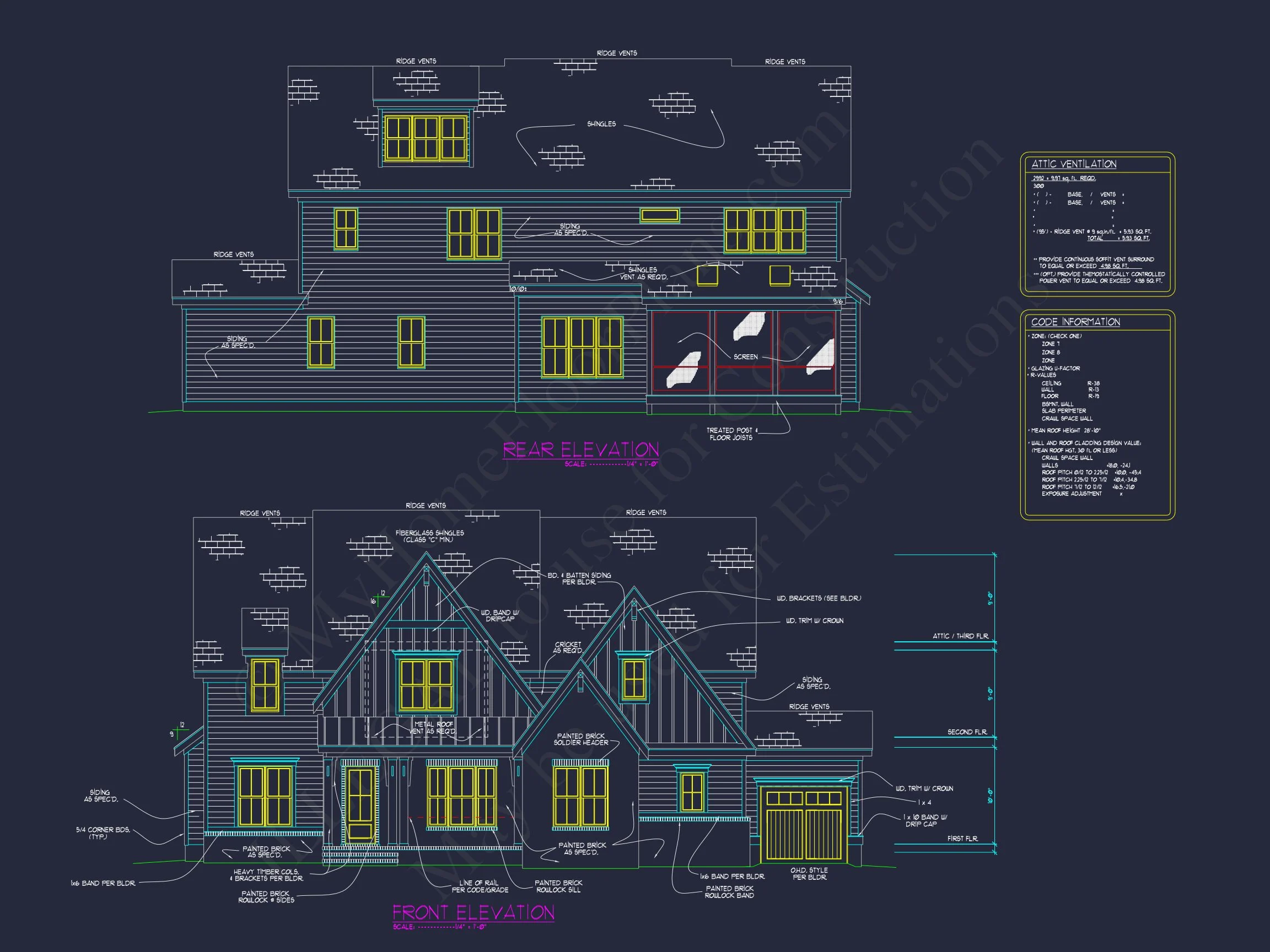 Spacious Traditional house Plan with 3 Floors and CAD Blueprint