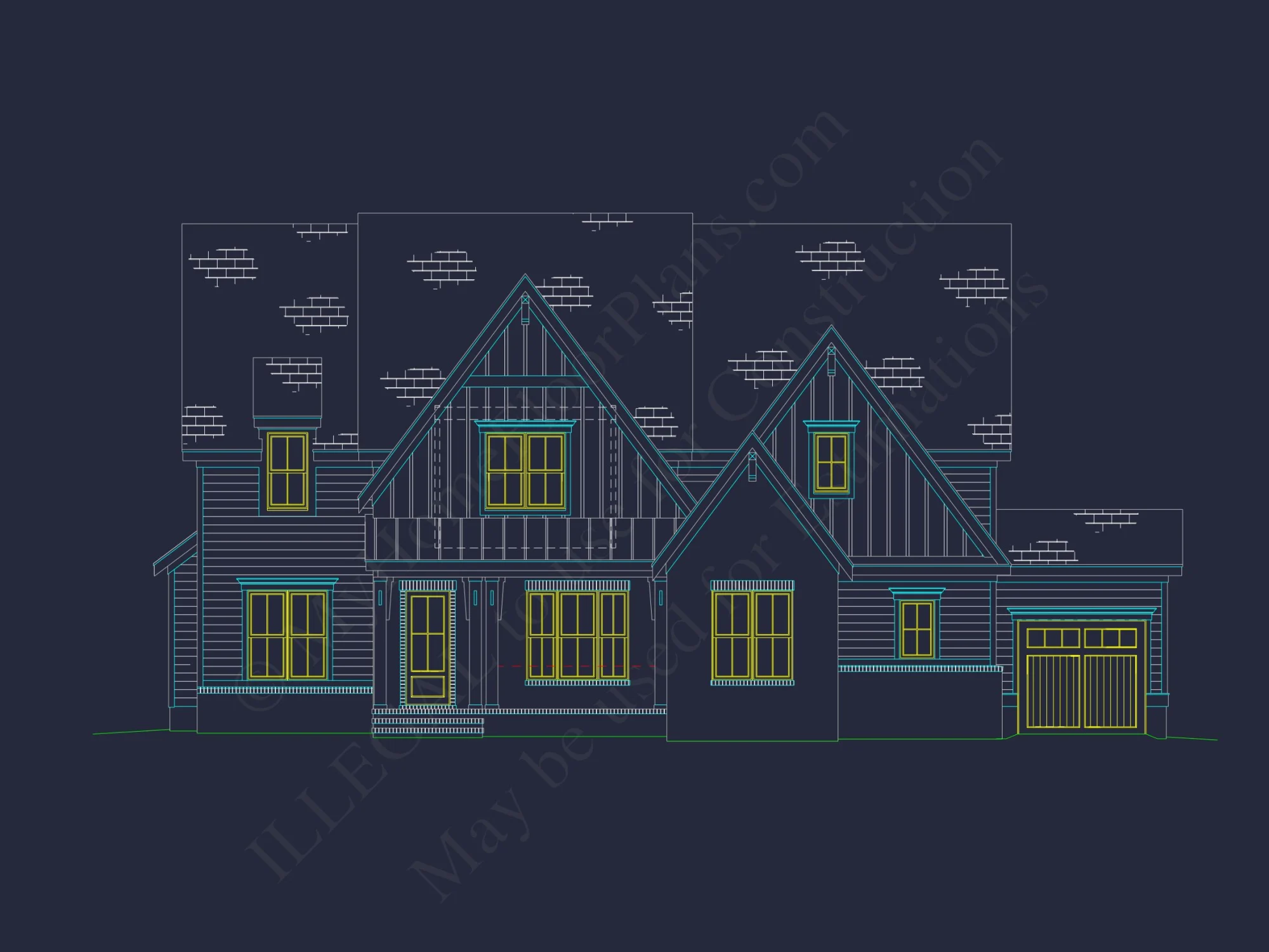Spacious Traditional house Plan with 3 Floors and CAD Blueprint