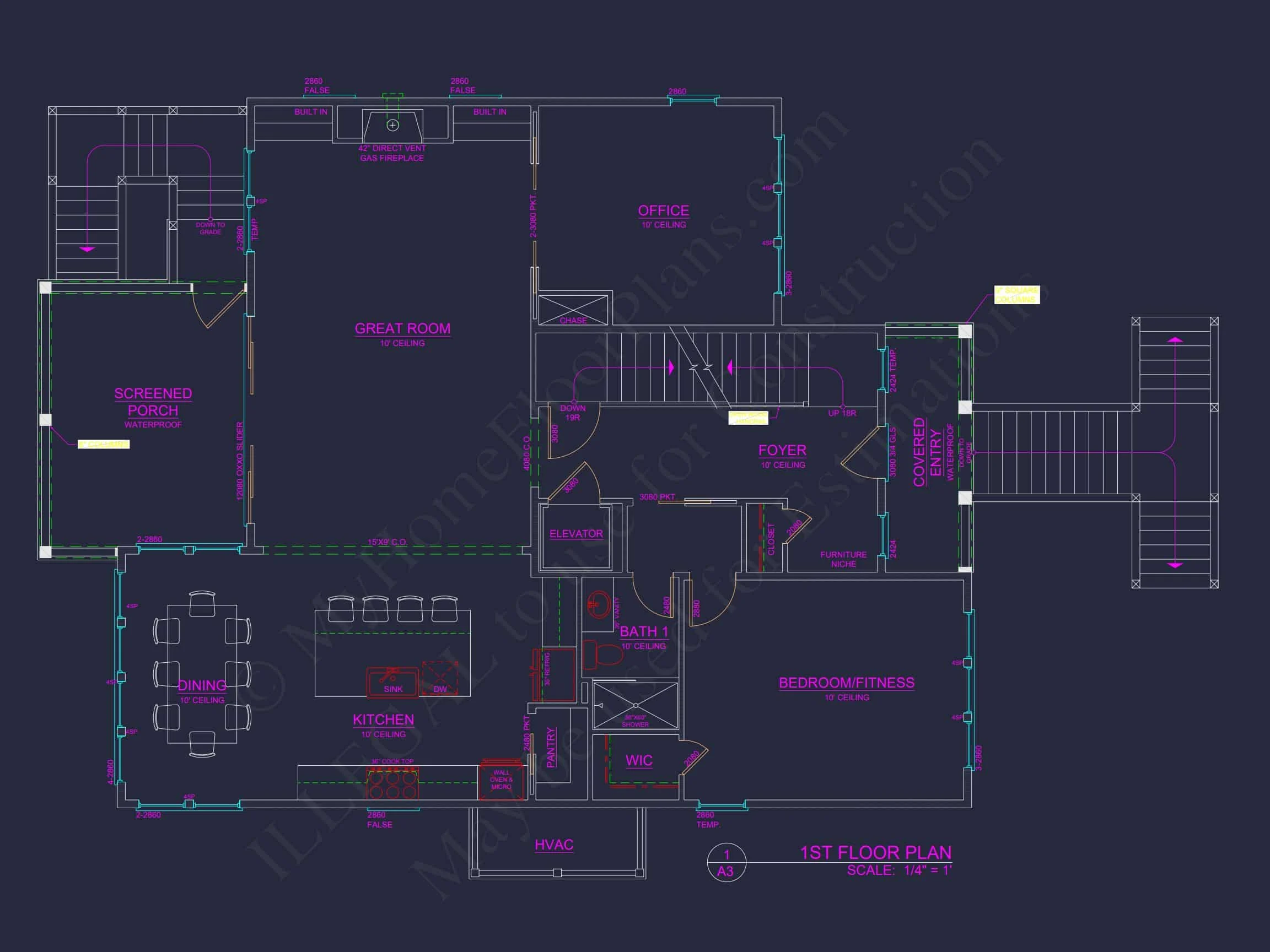 19-1770 HOUSE PLAN - Modern Beach House Floor Plan with CAD Architecture Designs 7 Modern Beach house Floor Plan with CAD Architecture Designs