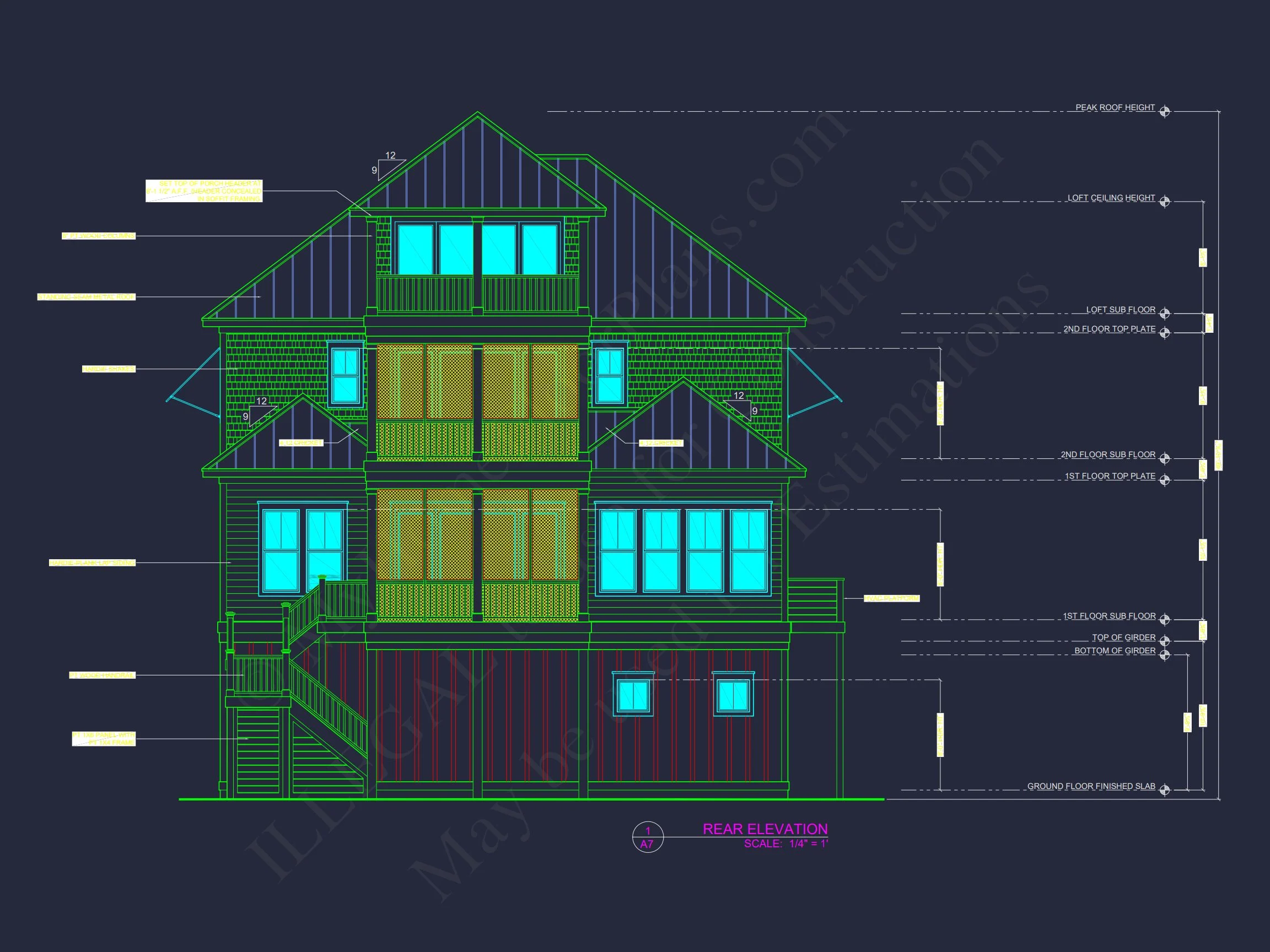 19-1770 HOUSE PLAN - Modern Beach House Floor Plan with CAD Architecture Designs 3 Modern Beach house Floor Plan with CAD Architecture Designs