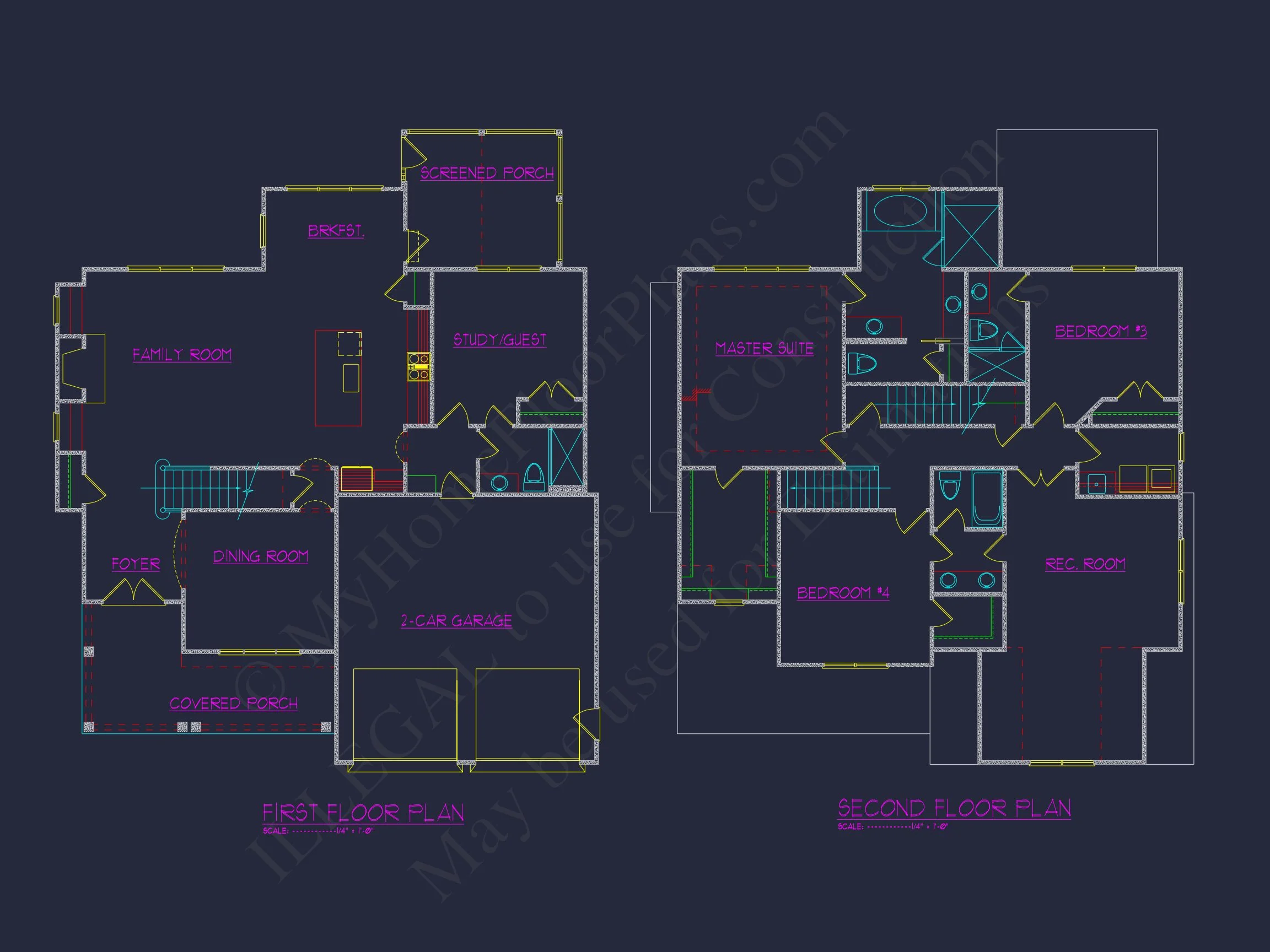 Modern Craftsman Floor Plan: Stunning house Design with CAD Blueprint