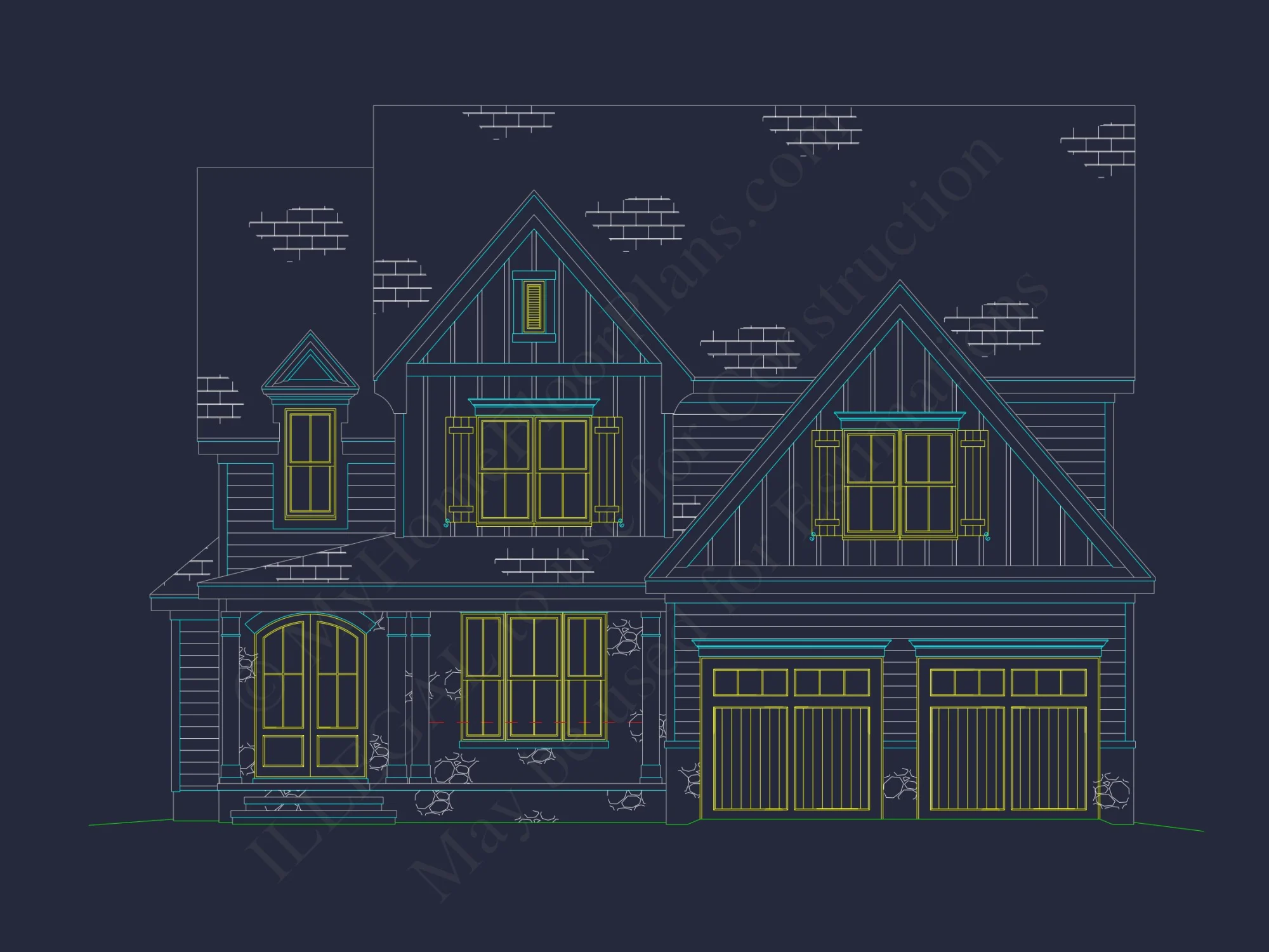 Modern Craftsman Floor Plan: Stunning house Design with CAD Blueprint