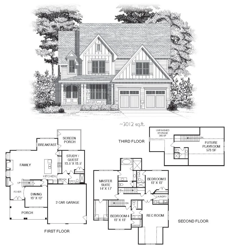 Modern Craftsman Floor Plan: Stunning house Design with CAD Blueprint