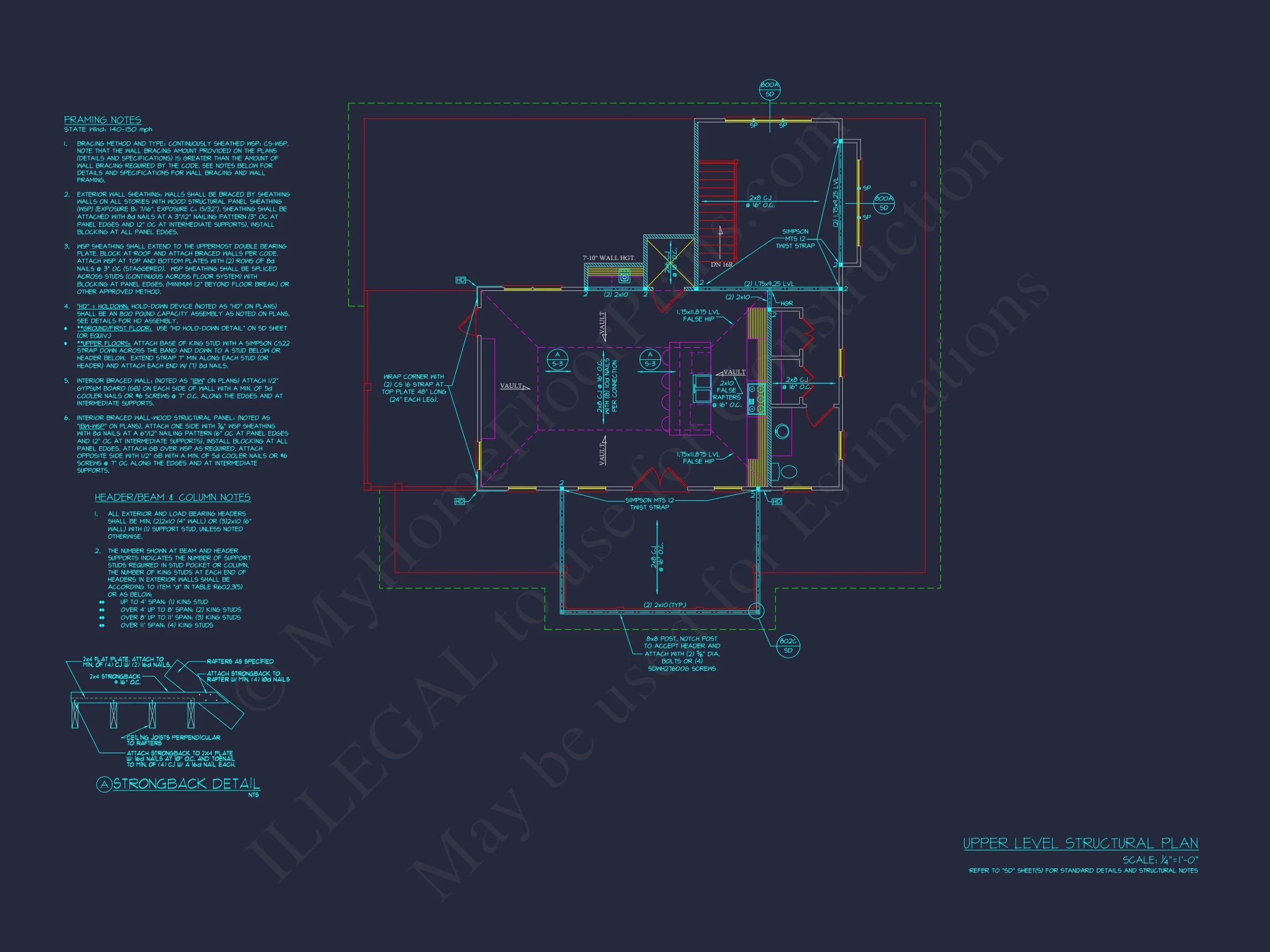 19-1674 HOUSE PLAN - Coastal Home Plan - 4-Bed, 4-Bath, 3,200 SF 16 Modern Coastal house Plan: 2-Story CAD Blueprint with Elevator