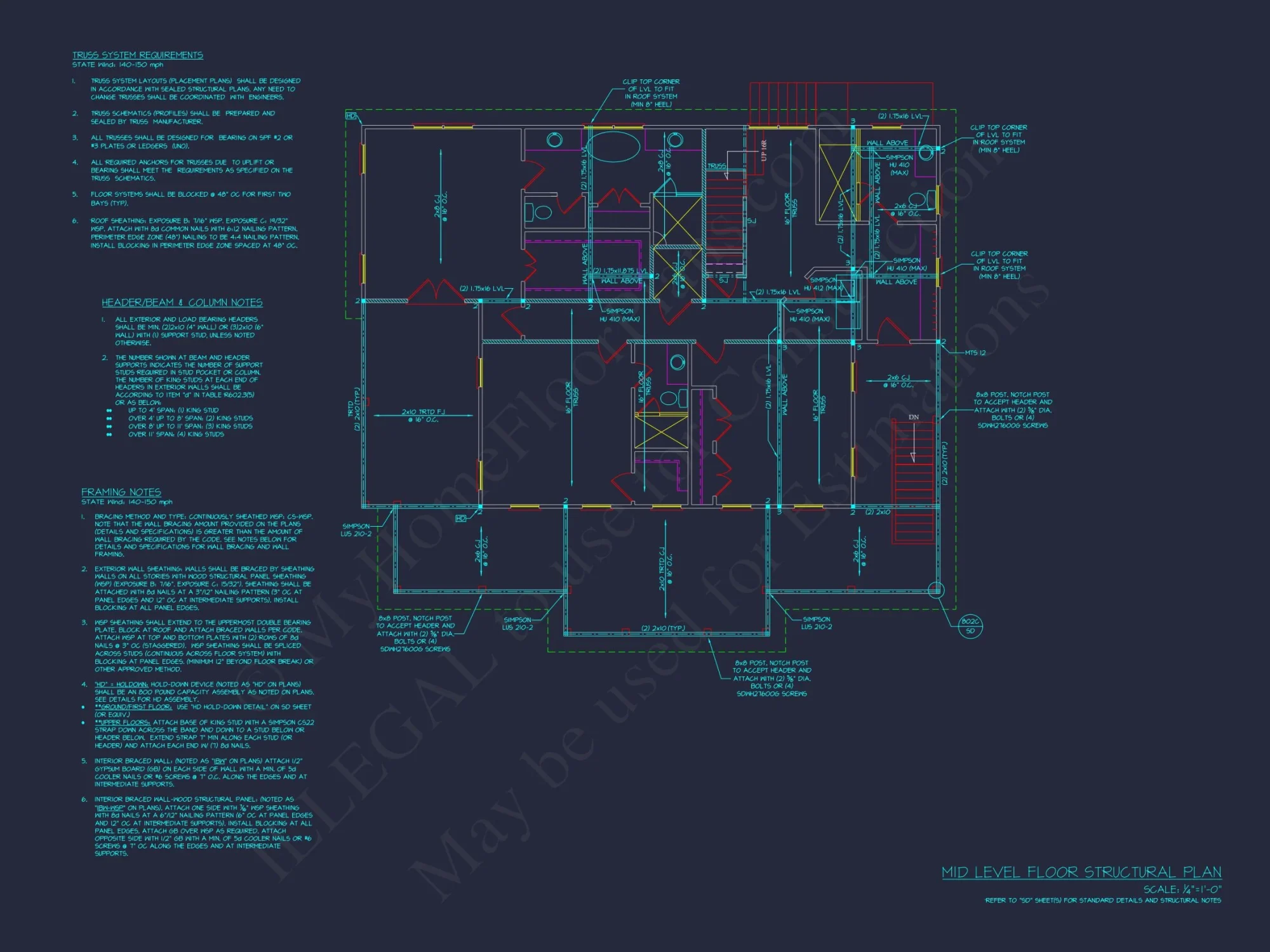Modern Coastal house Plan: 2-Story CAD Blueprint with Elevator