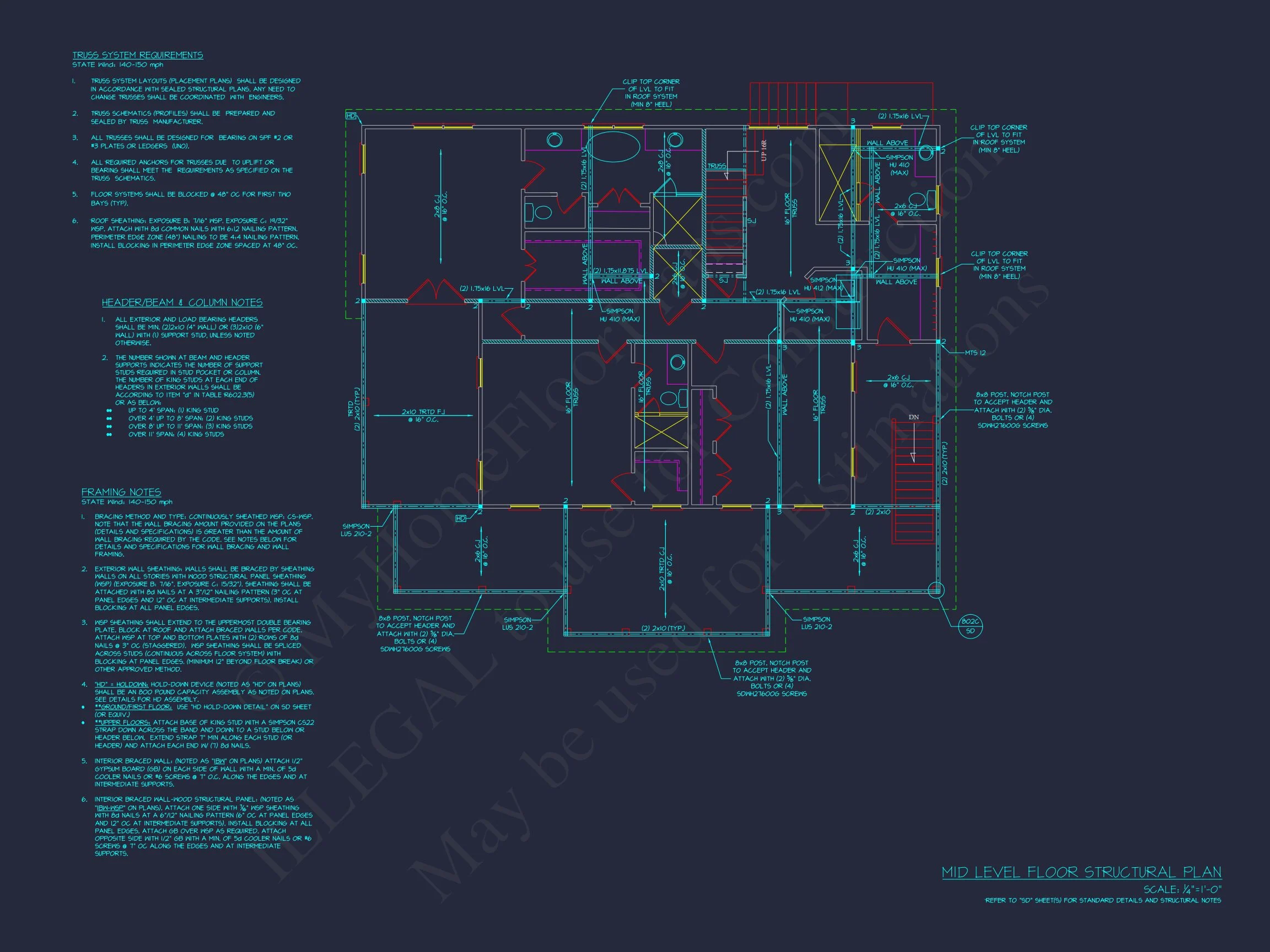 19-1674 HOUSE PLAN - Coastal Home Plan - 4-Bed, 4-Bath, 3,200 SF 15 Modern Coastal house Plan: 2-Story CAD Blueprint with Elevator