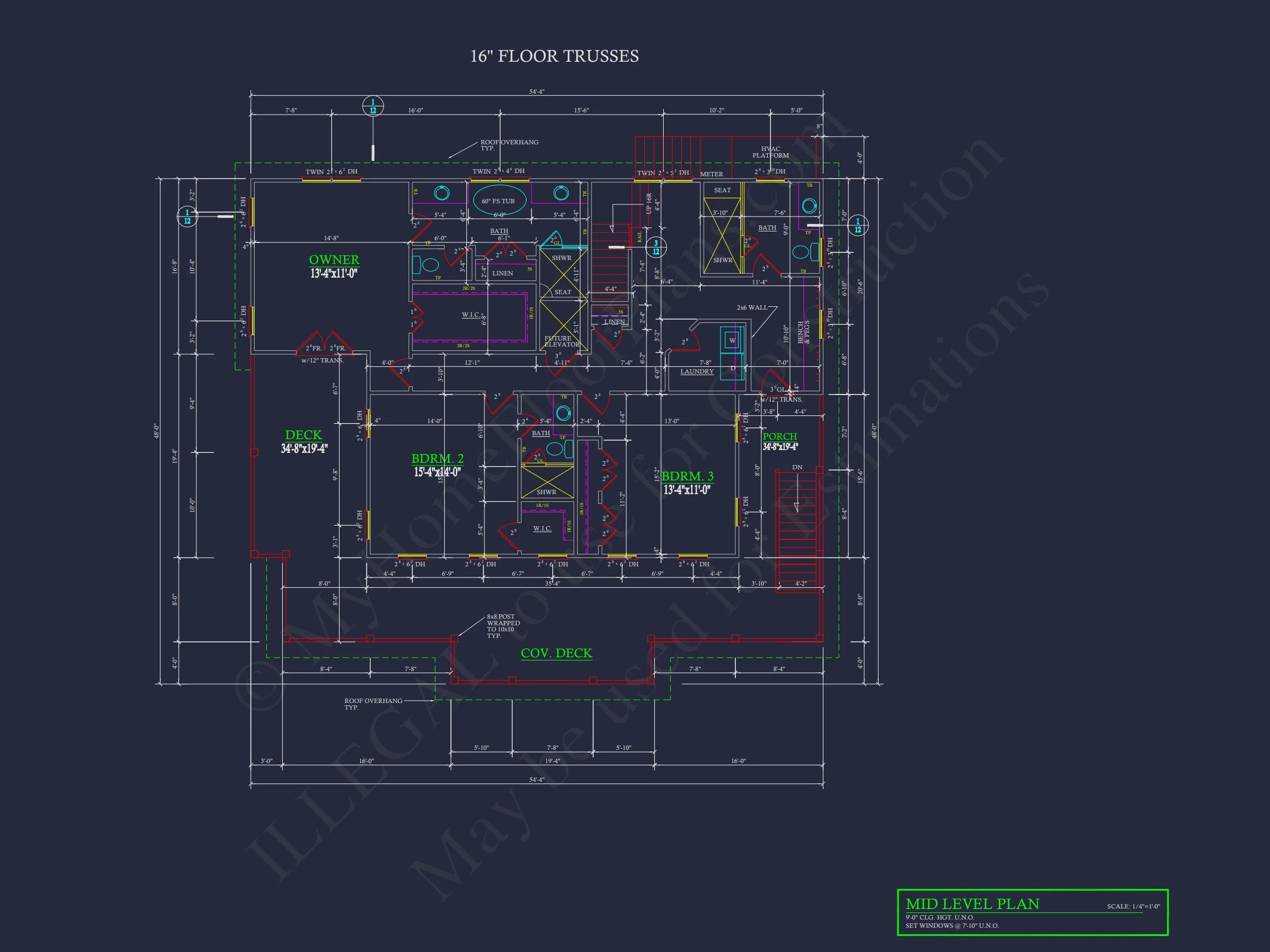 19-1674 HOUSE PLAN - Coastal Home Plan - 4-Bed, 4-Bath, 3,200 SF 10 Modern Coastal house Plan: 2-Story CAD Blueprint with Elevator