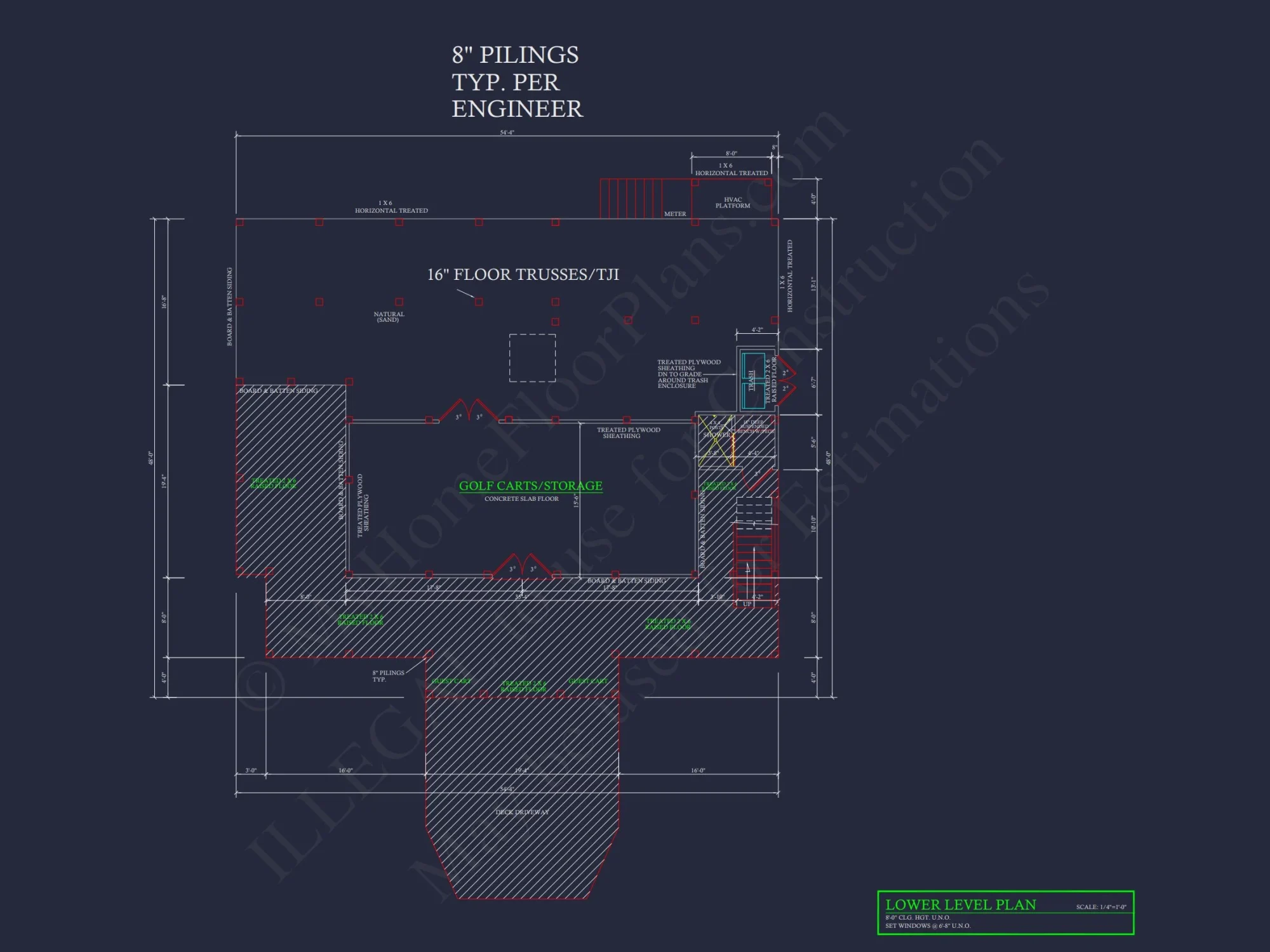 Modern Coastal house Plan: 2-Story CAD Blueprint with Elevator