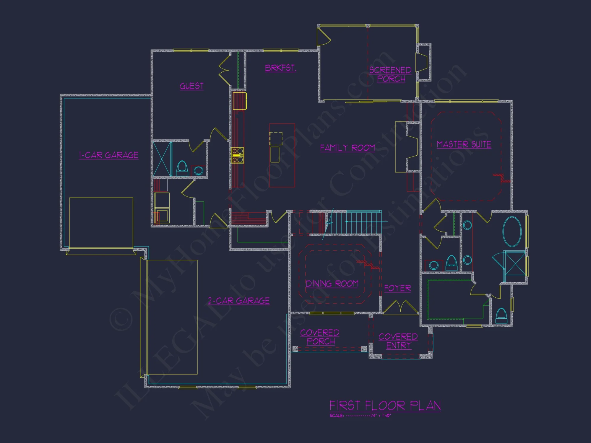 Craftsman house Floor Plan with Spacious Garage and Open Layout