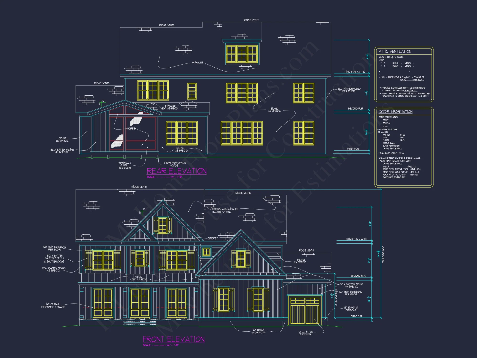 Elegant 3-Story house Plan with CAD Floor Designs & Blueprint