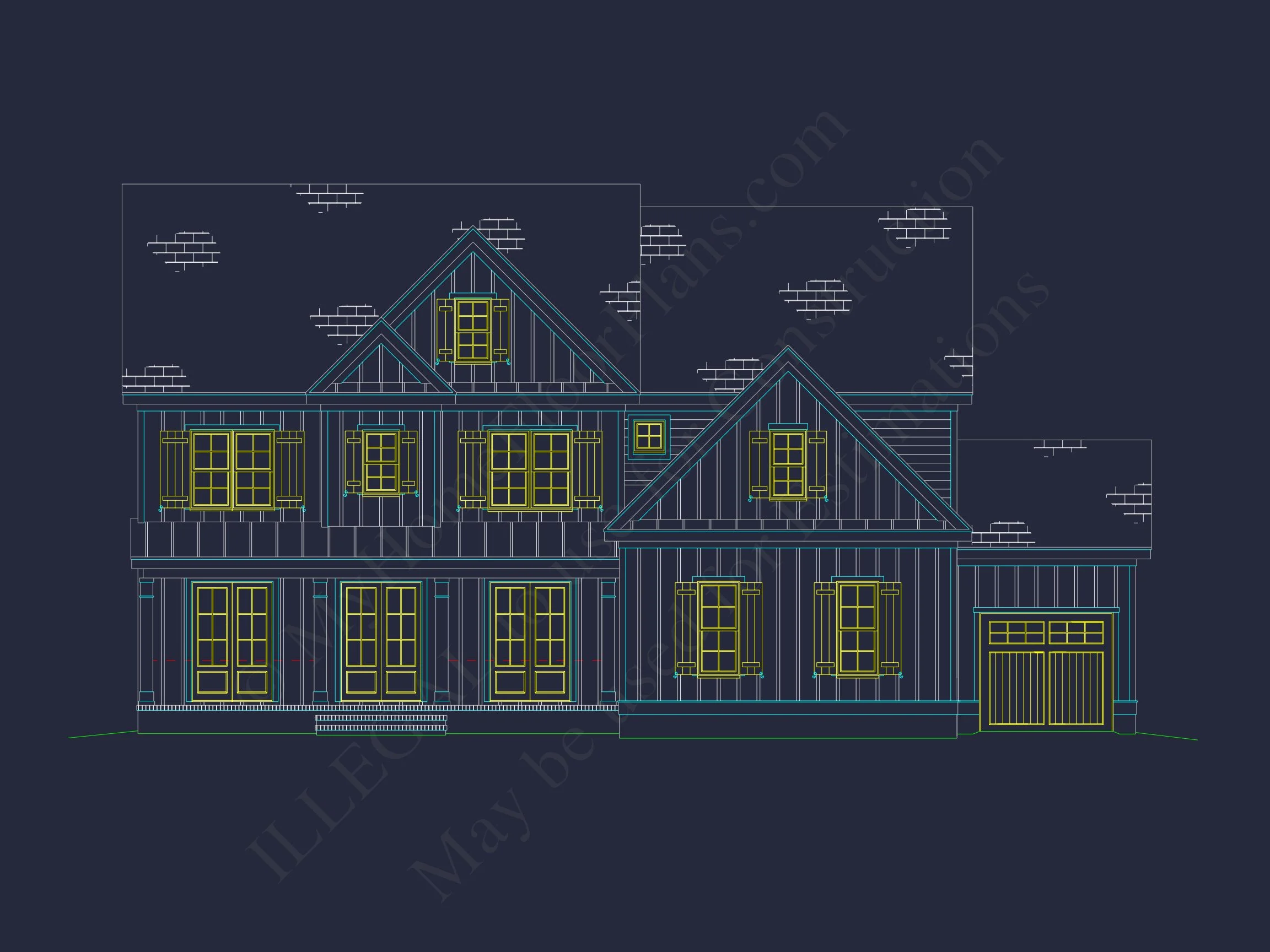 Elegant 3-Story house Plan with CAD Floor Designs & Blueprint