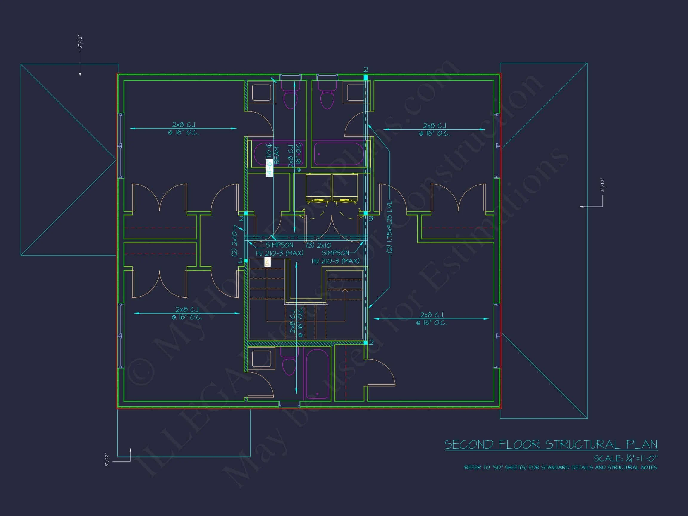 Modern Craftsman house Plan with 2 Floors and 5 Bedrooms