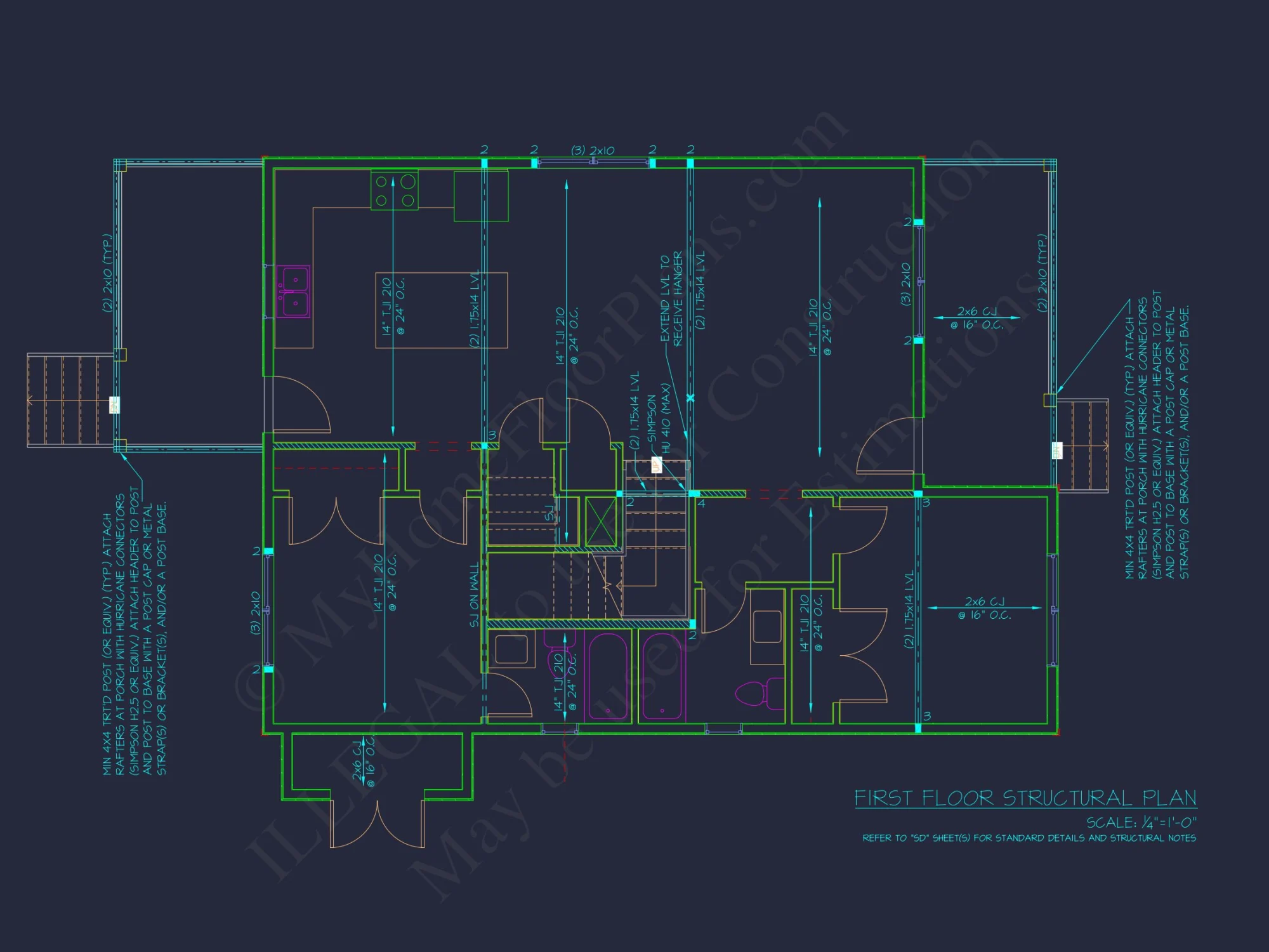Modern Craftsman house Plan with 2 Floors and 5 Bedrooms
