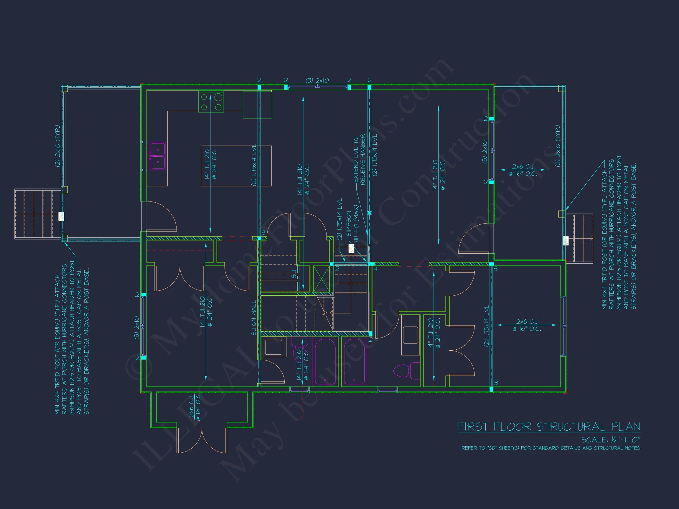 Modern Craftsman house Plan with 2 Floors and 5 Bedrooms