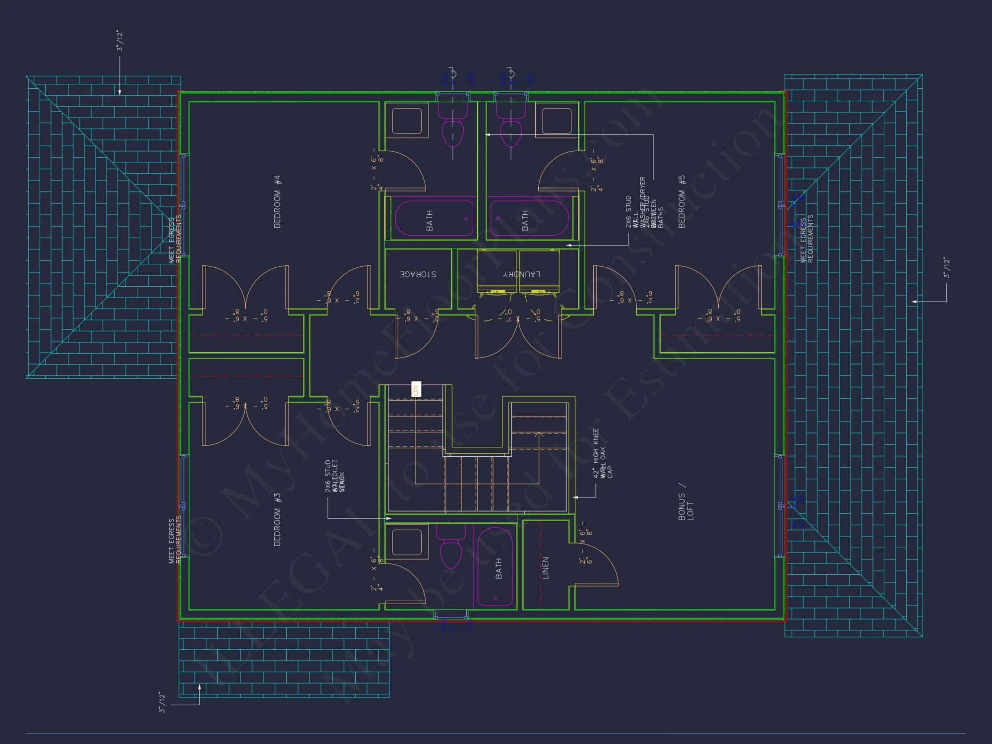 Modern Craftsman house Plan with 2 Floors and 5 Bedrooms