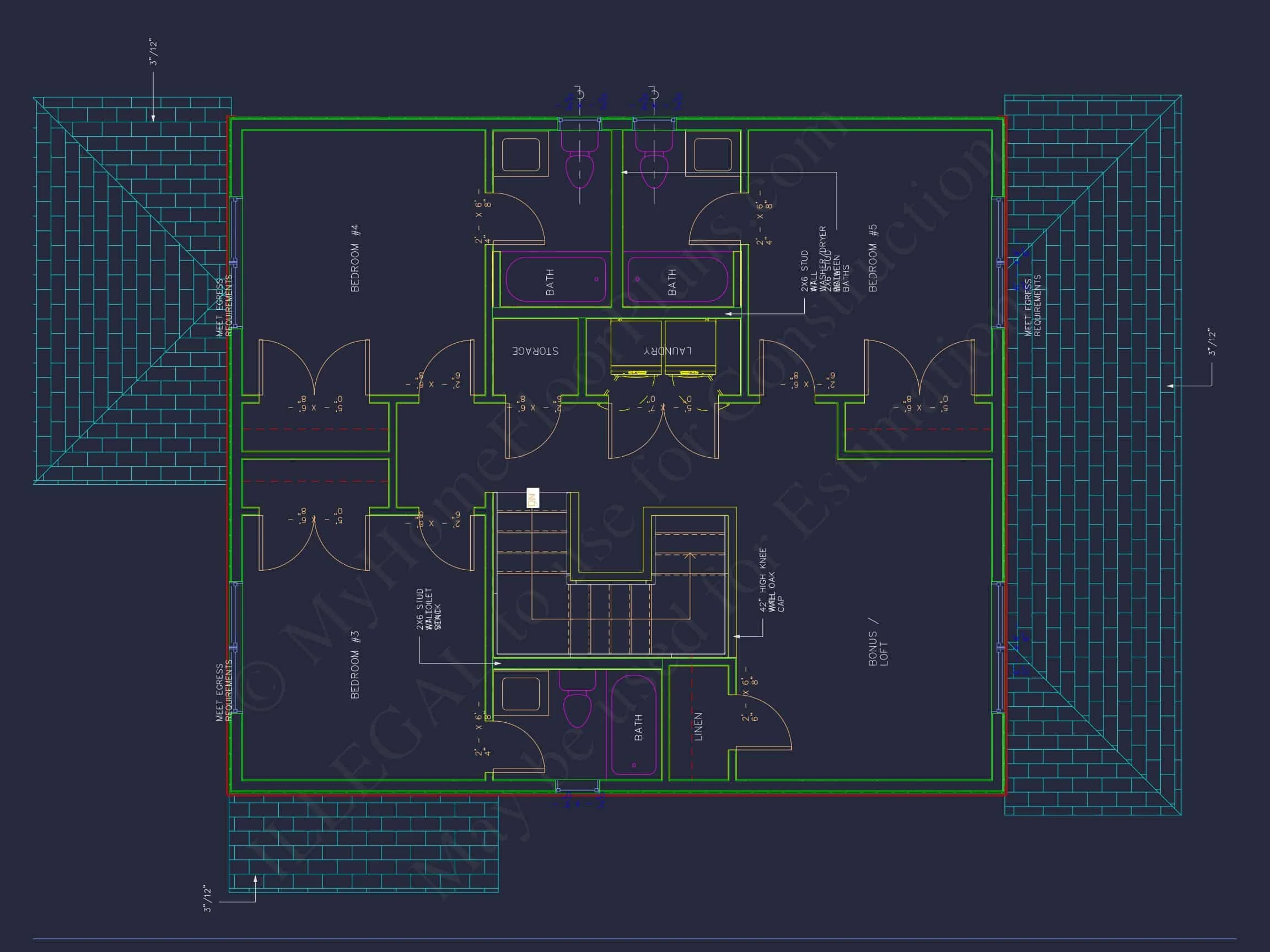 Modern Craftsman house Plan with 2 Floors and 5 Bedrooms