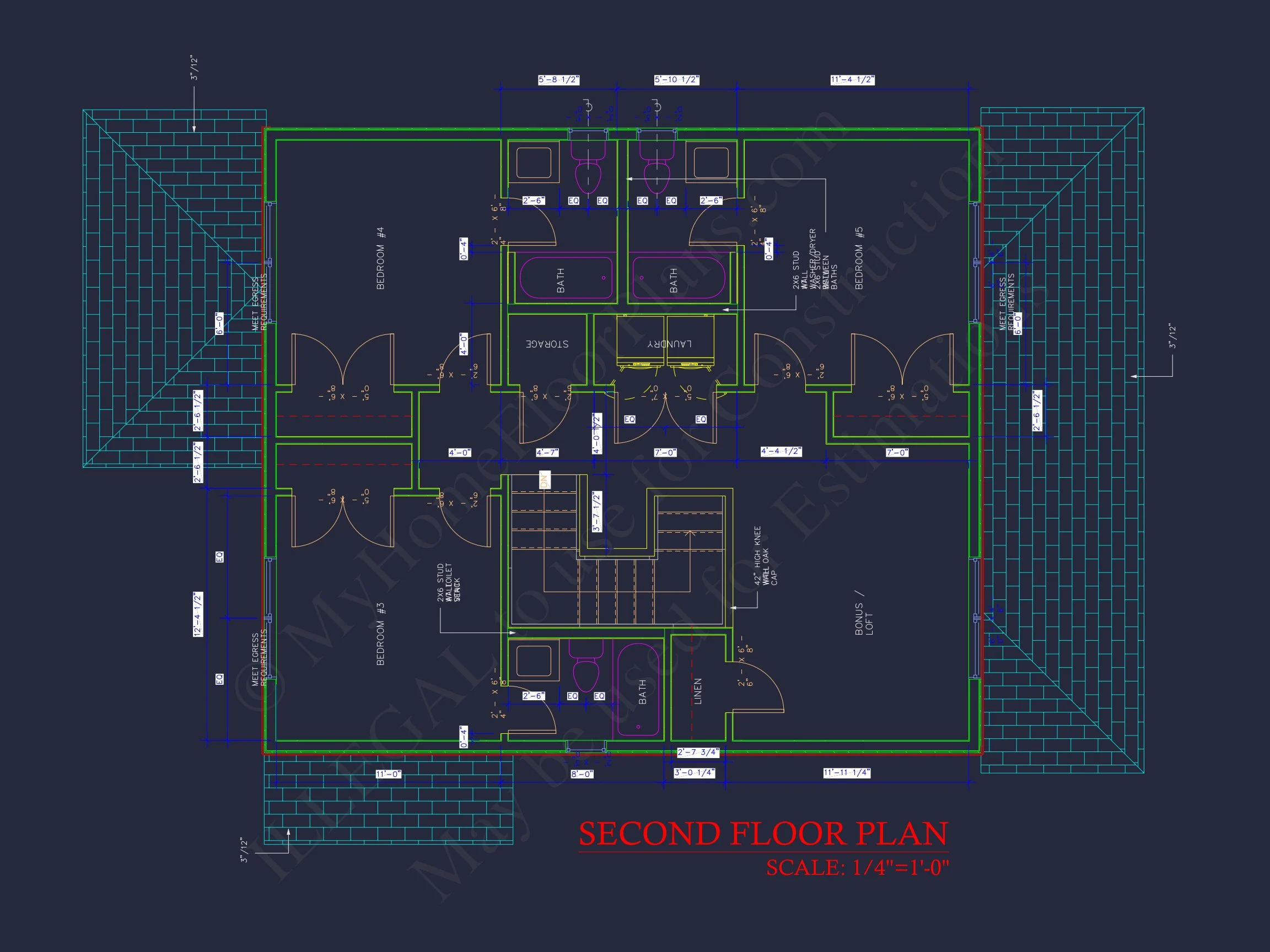 Modern Craftsman house Plan with 2 Floors and 5 Bedrooms