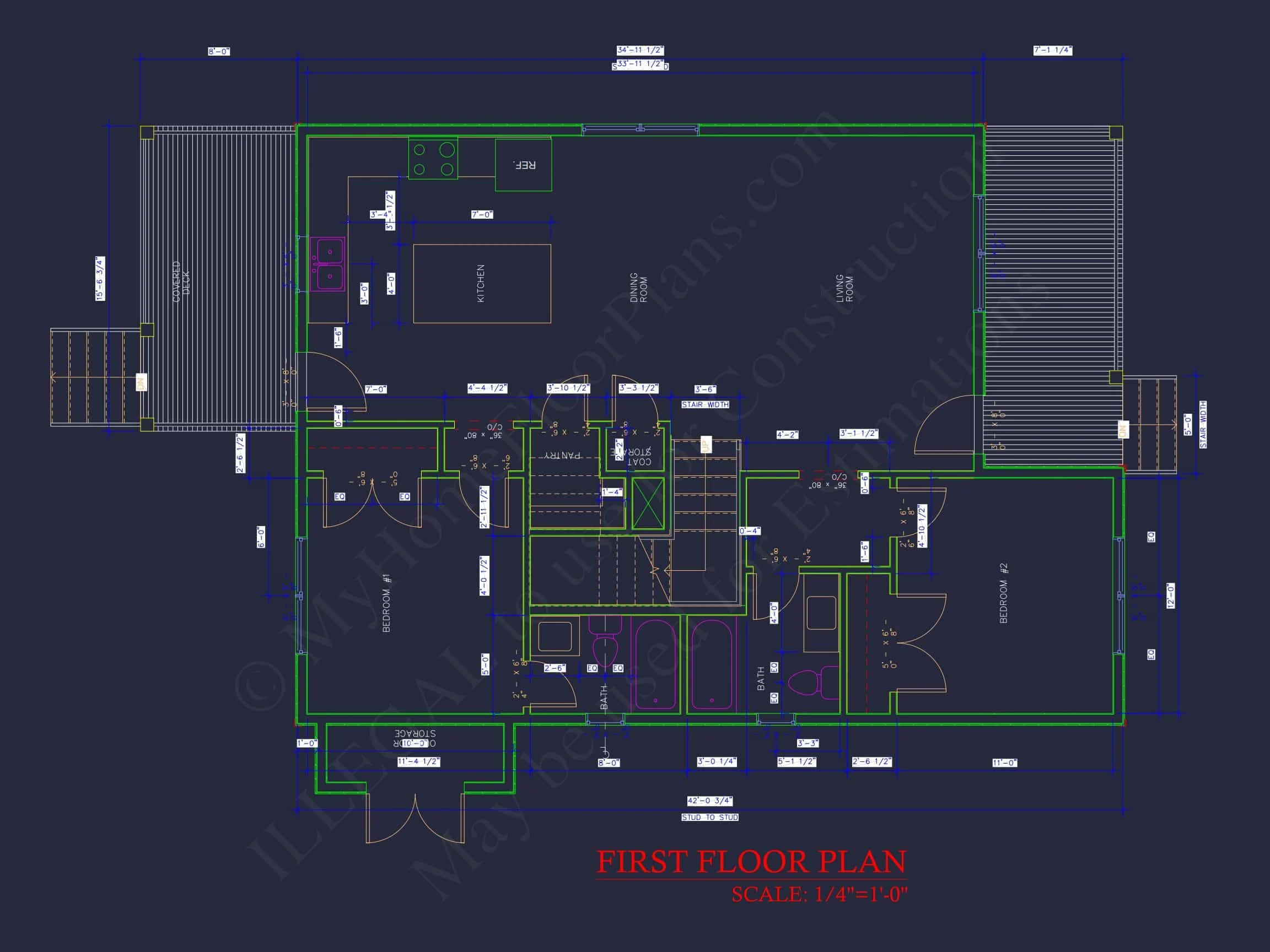 Modern Craftsman house Plan with 2 Floors and 5 Bedrooms