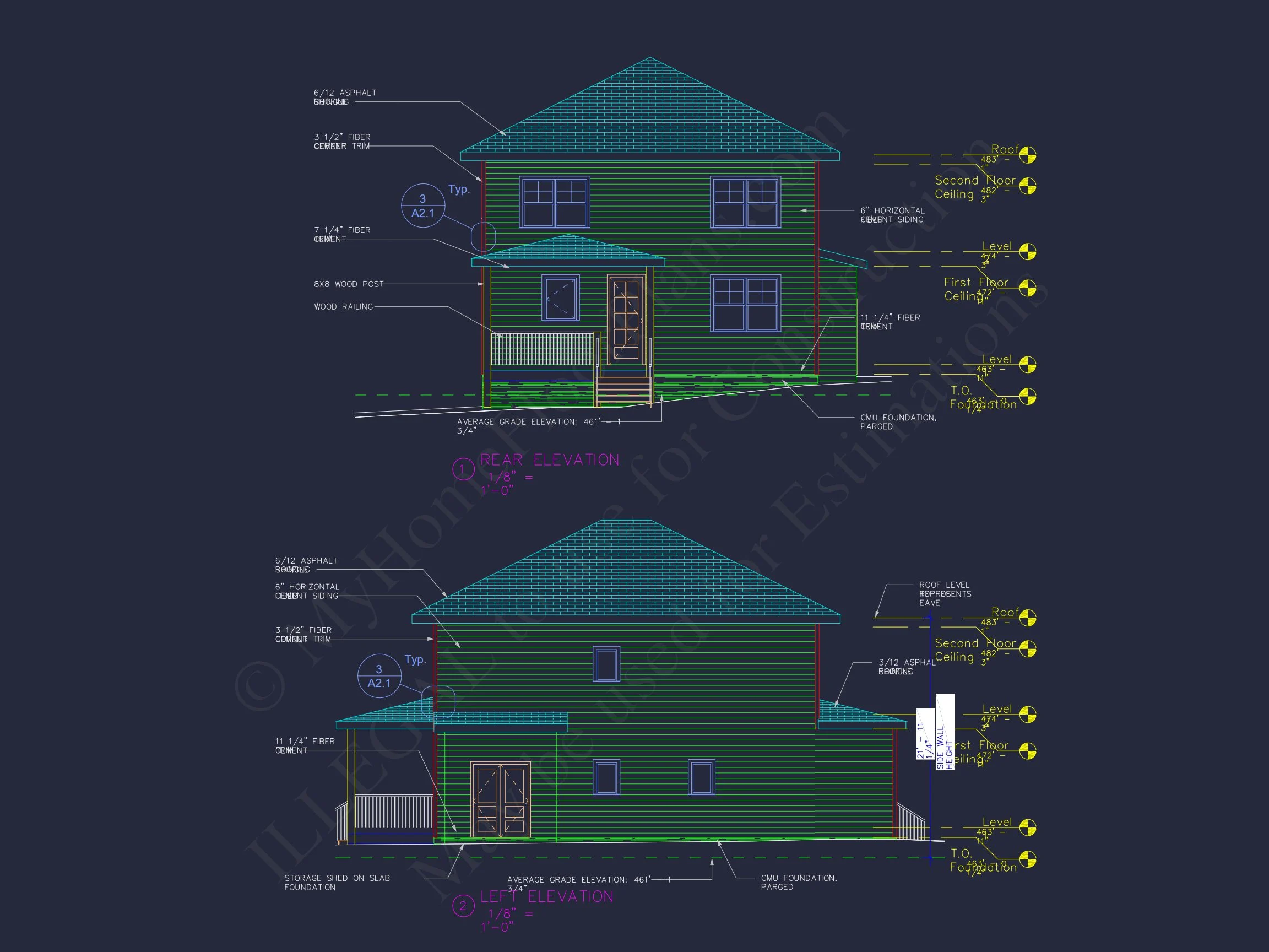 Modern Craftsman house Plan with 2 Floors and 5 Bedrooms