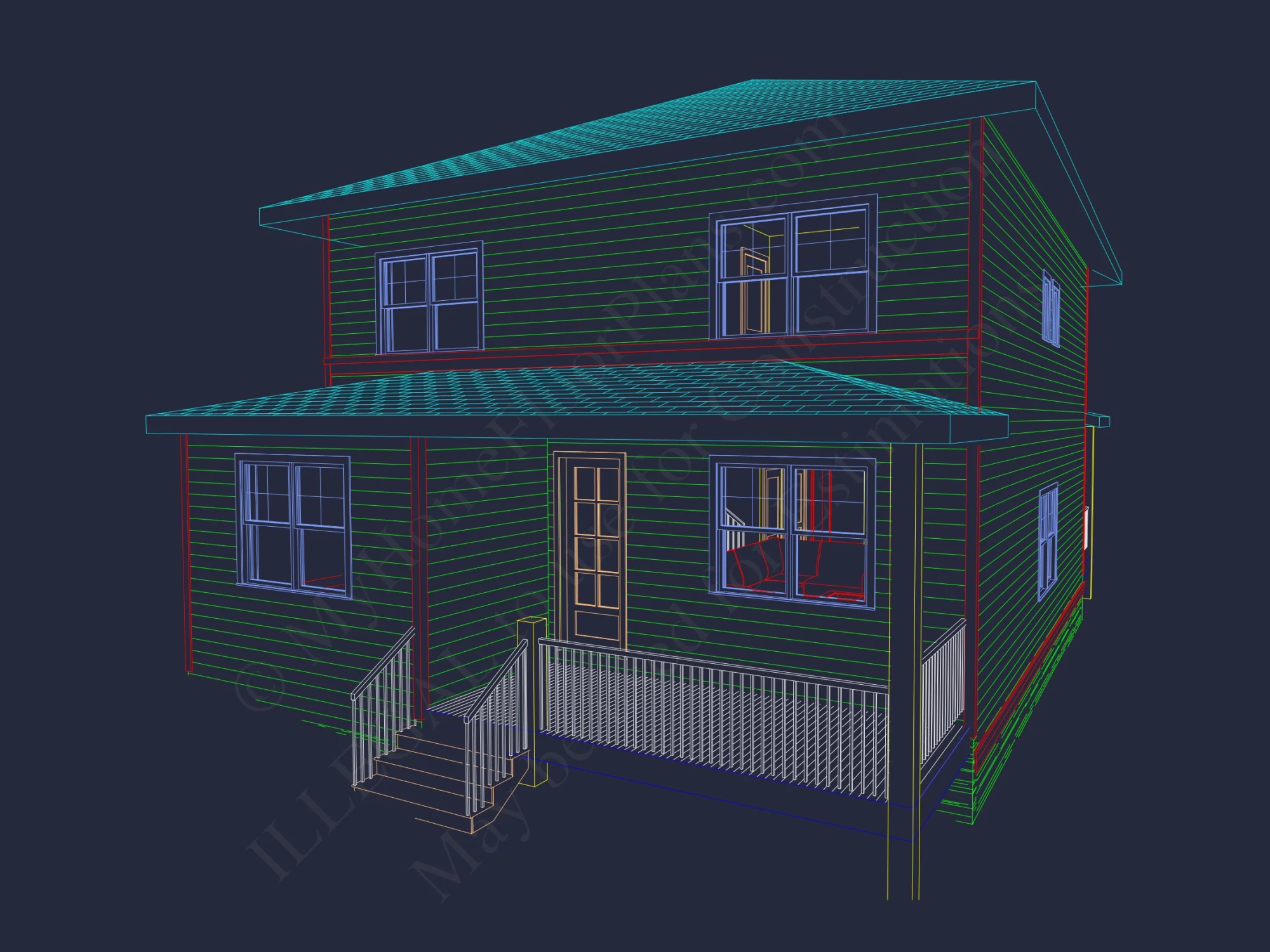 Modern Craftsman house Plan with 2 Floors and 5 Bedrooms