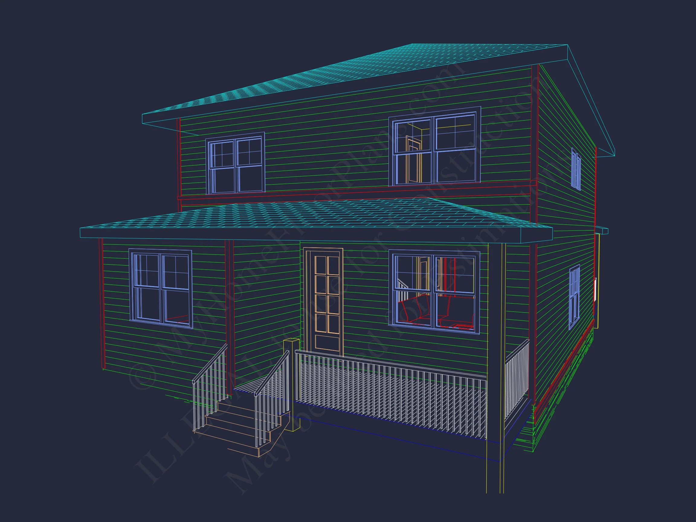 Modern Craftsman house Plan with 2 Floors and 5 Bedrooms