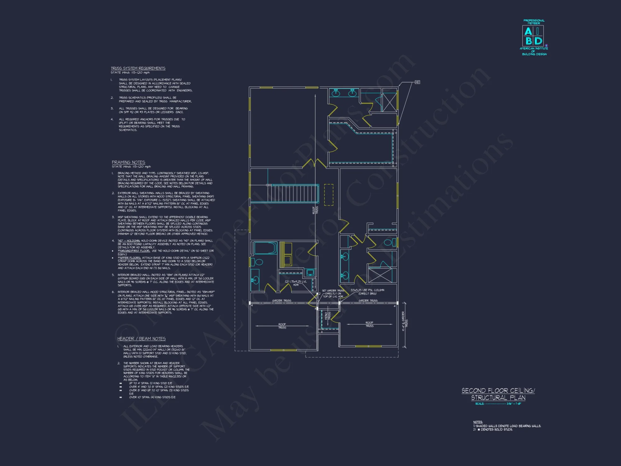 Modern Suburban house Plan: 2-Story Blueprint with 6 Beds