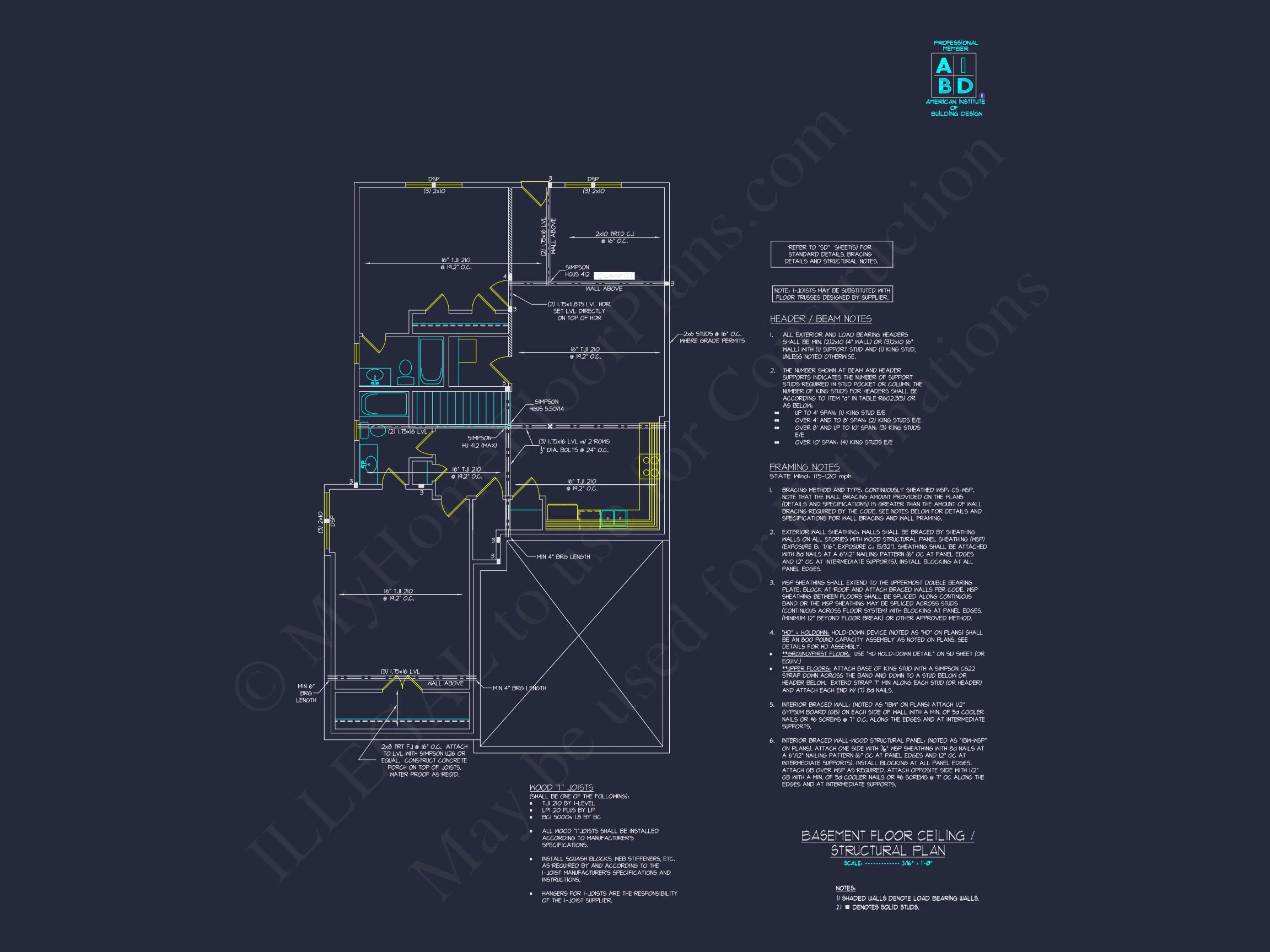 Modern Suburban house Plan: 2-Story Blueprint with 6 Beds