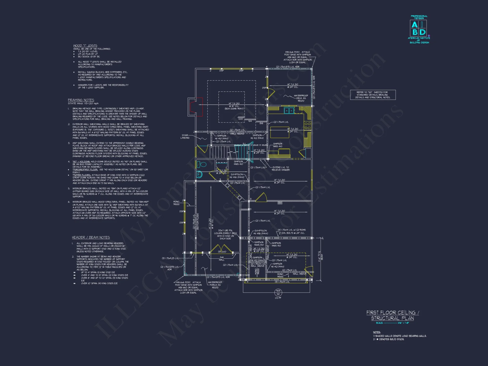 Modern Suburban house Plan: 2-Story Blueprint with 6 Beds