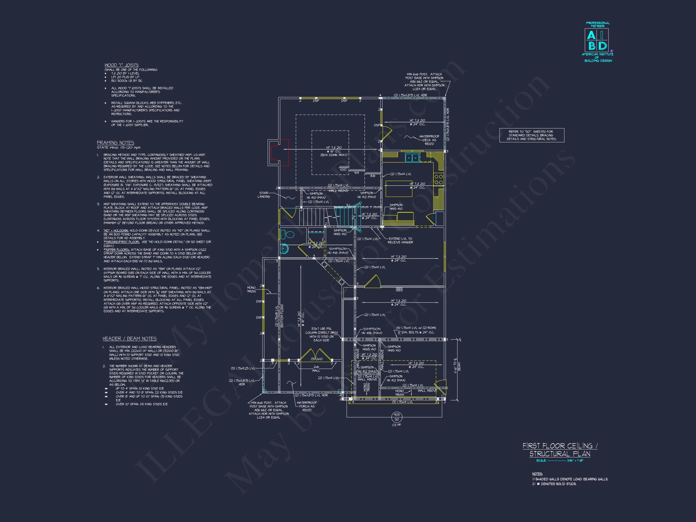 Modern Suburban house Plan: 2-Story Blueprint with 6 Beds