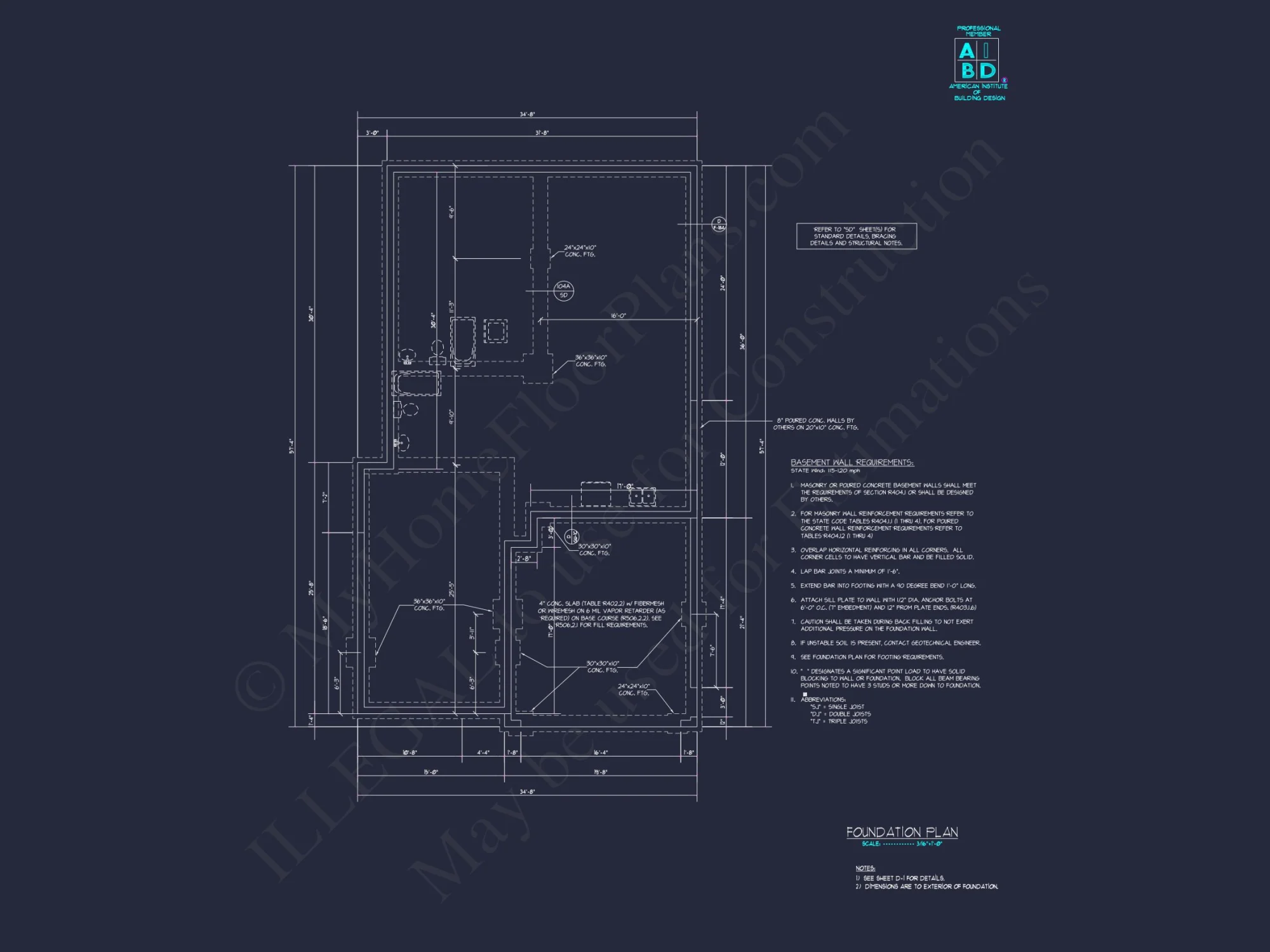 Modern Suburban house Plan: 2-Story Blueprint with 6 Beds