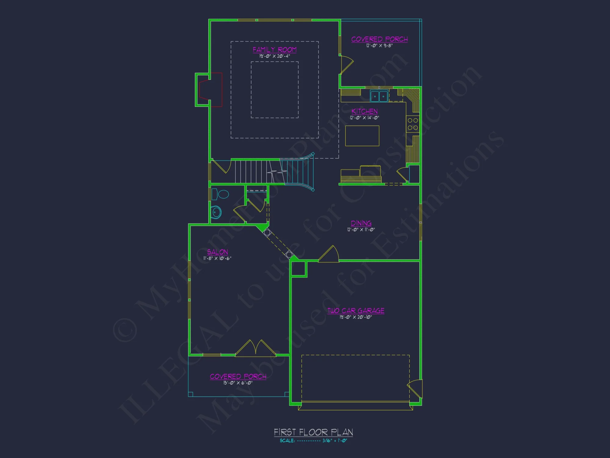 Modern Suburban house Plan: 2-Story Blueprint with 6 Beds