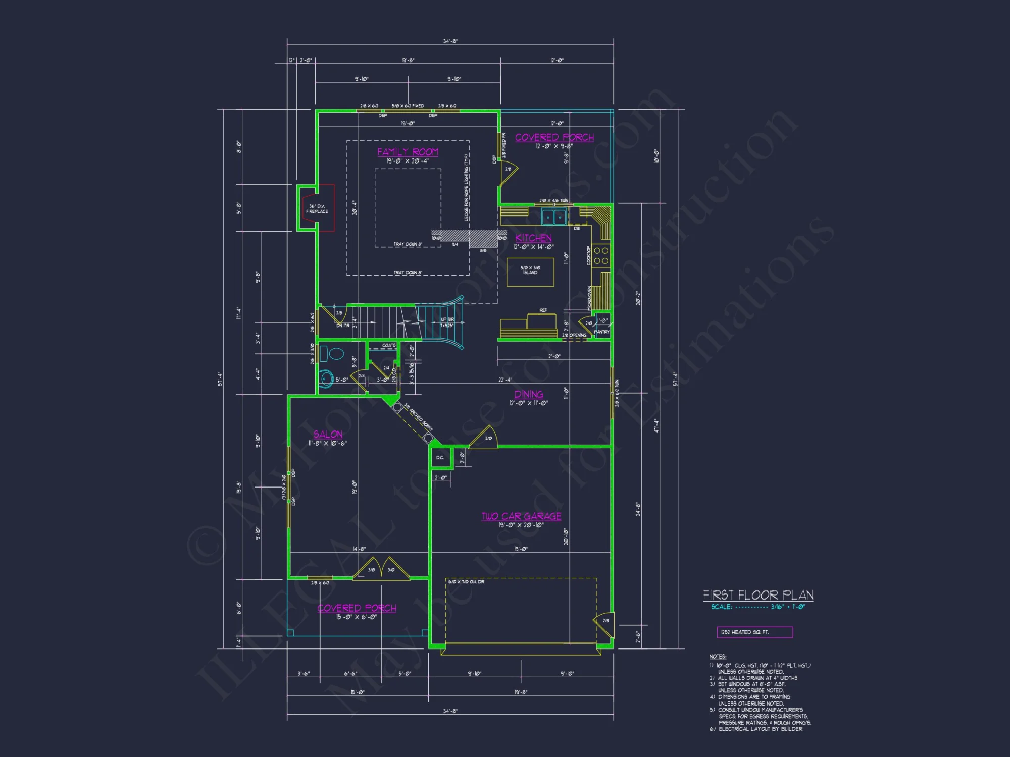 Modern Suburban house Plan: 2-Story Blueprint with 6 Beds